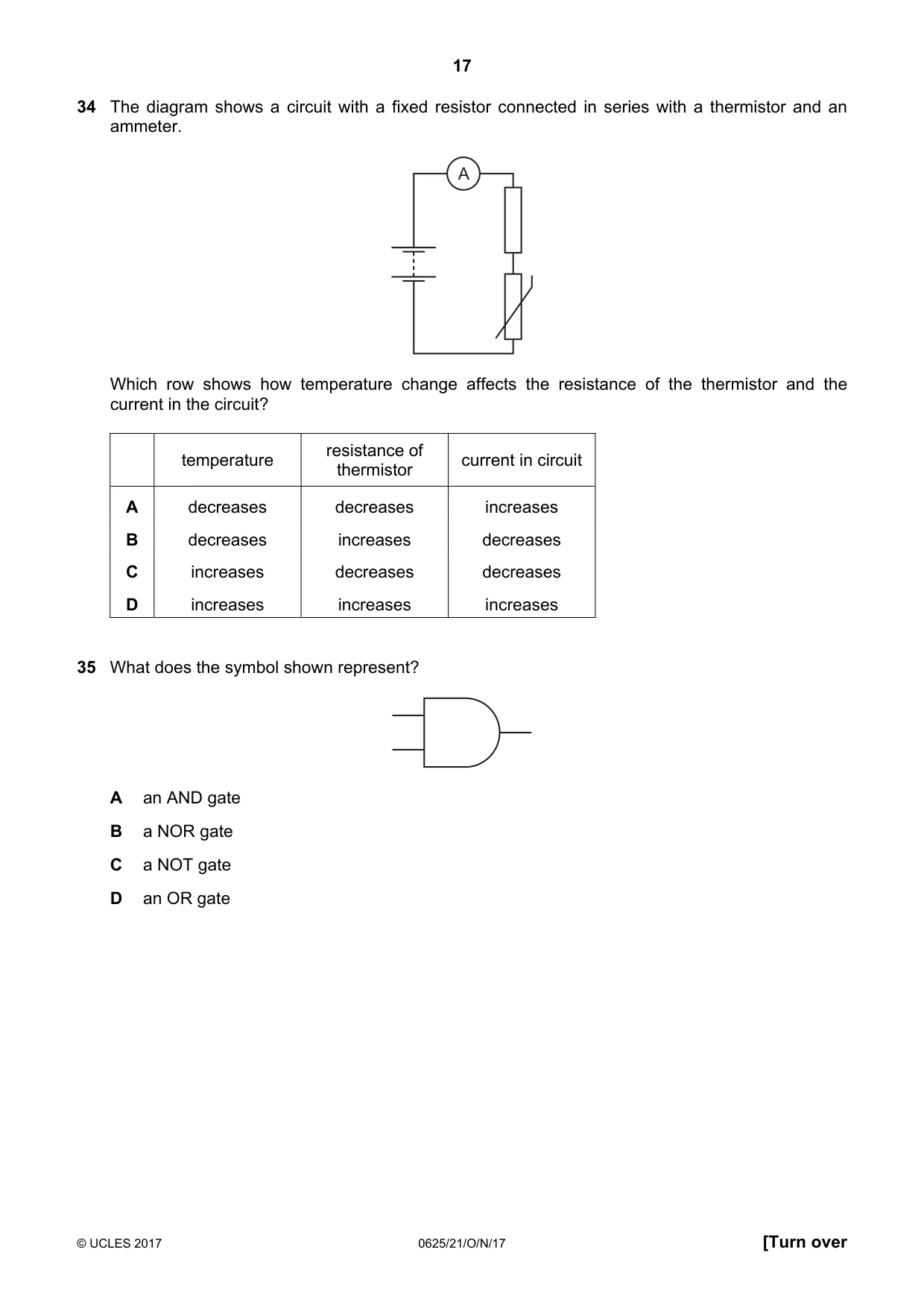 Cambridge IGCSE Physics 0625 2017 Oct/Nov Paper 2 · Variant 1 question paper, page 17 of 20
