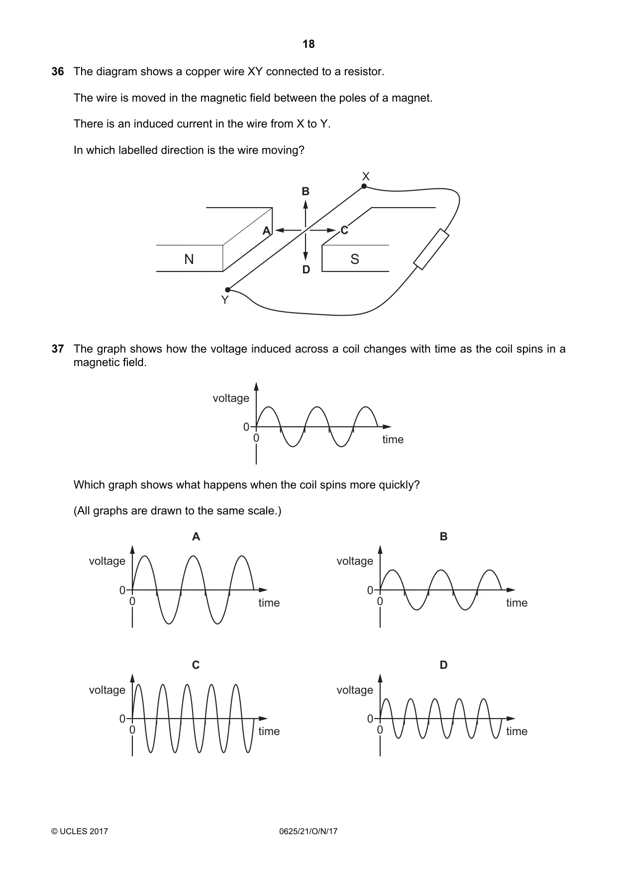 Cambridge IGCSE Physics 0625 2017 Oct/Nov Paper 2 · Variant 1 question paper, page 18 of 20