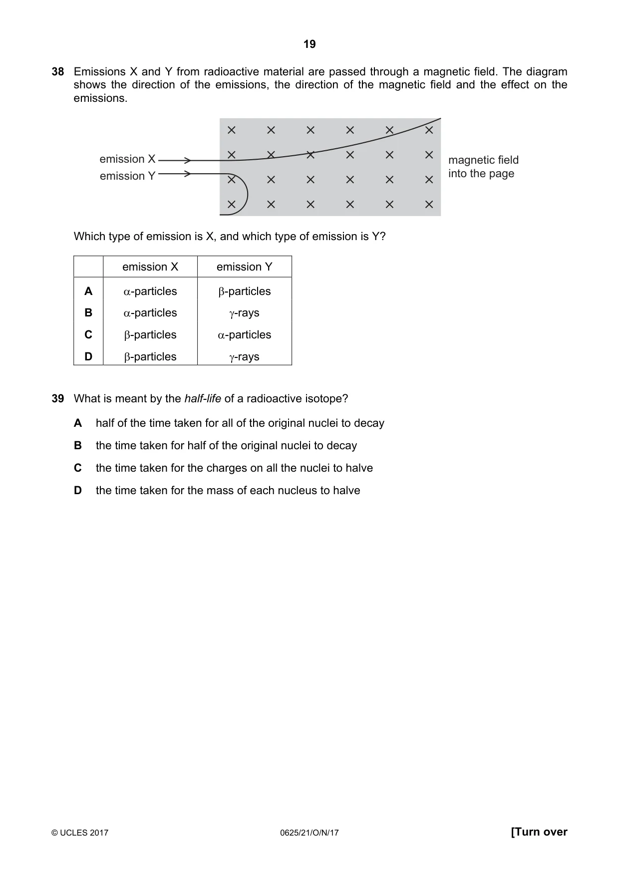 Cambridge IGCSE Physics 0625 2017 Oct/Nov Paper 2 · Variant 1 question paper, page 19 of 20