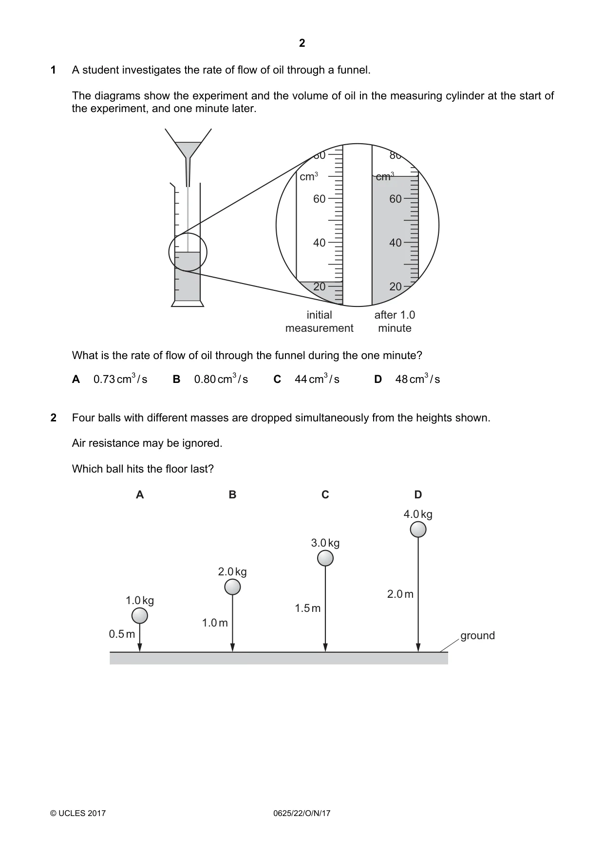 Cambridge IGCSE Physics 0625 2017 Oct/Nov Paper 2 · Variant 2 question paper, page 2 of 20