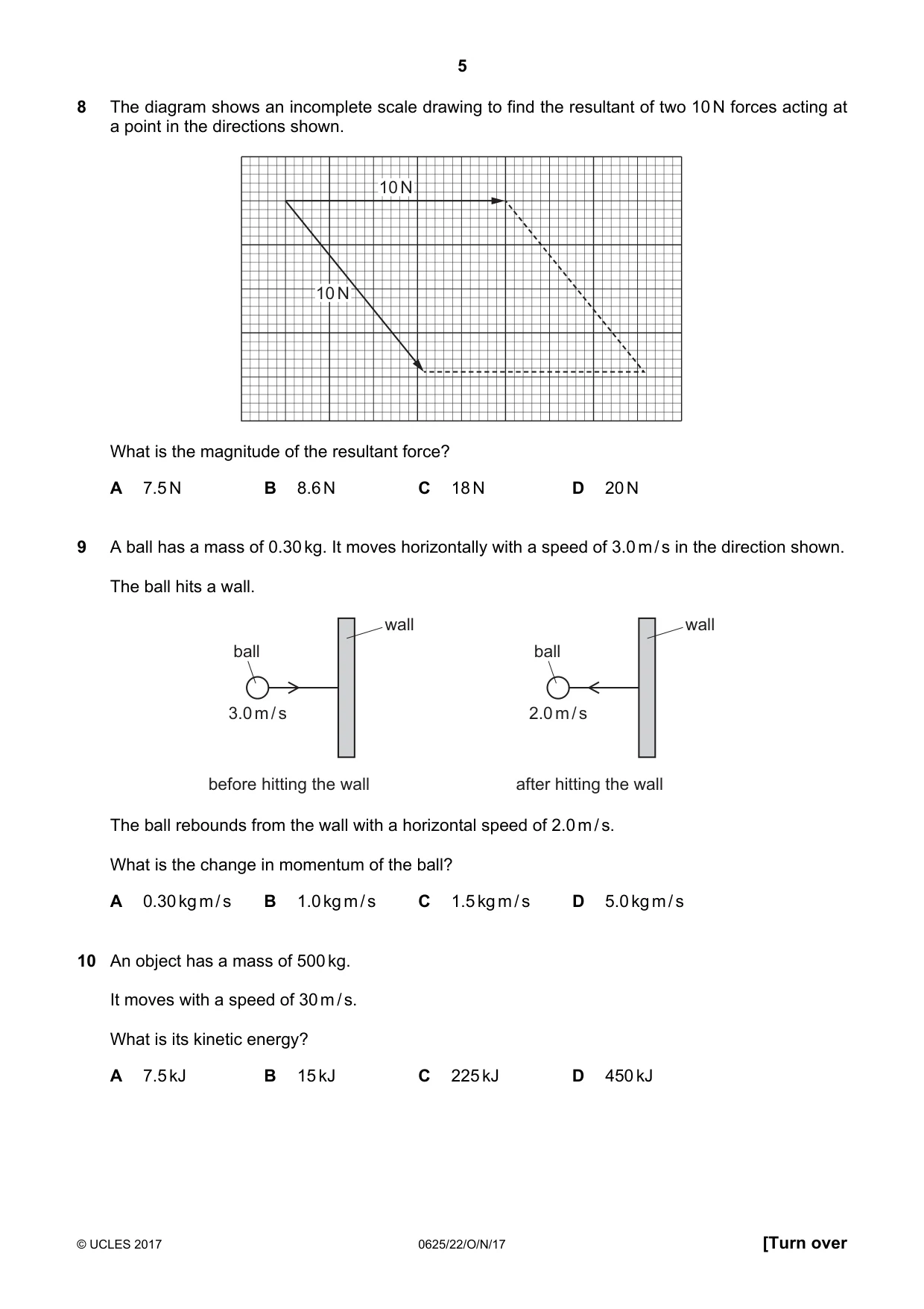 Cambridge IGCSE Physics 0625 2017 Oct/Nov Paper 2 · Variant 2 question paper, page 5 of 20