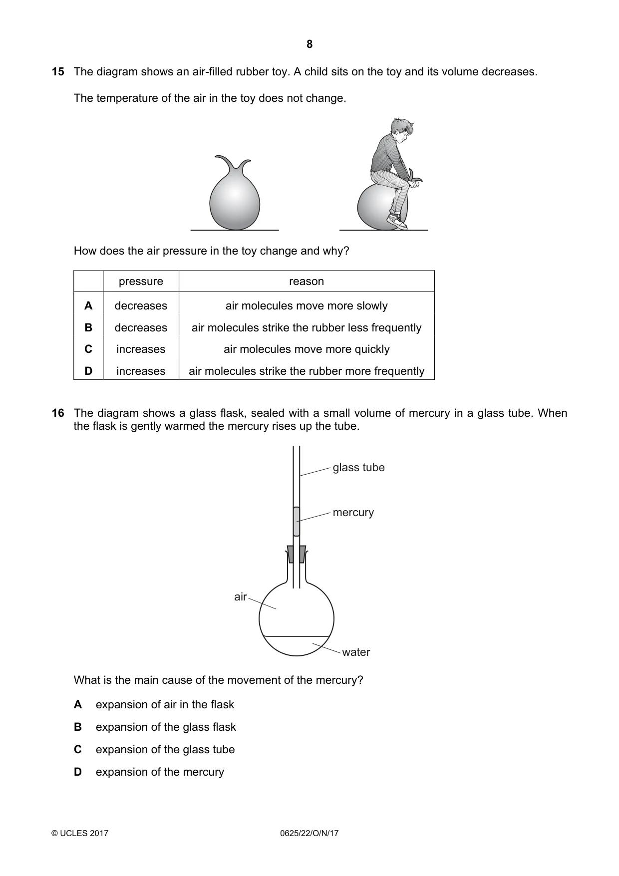 Cambridge IGCSE Physics 0625 2017 Oct/Nov Paper 2 · Variant 2 question paper, page 8 of 20