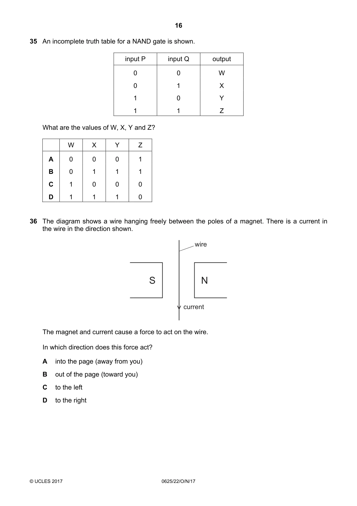 Cambridge IGCSE Physics 0625 2017 Oct/Nov Paper 2 · Variant 2 question paper, page 16 of 20