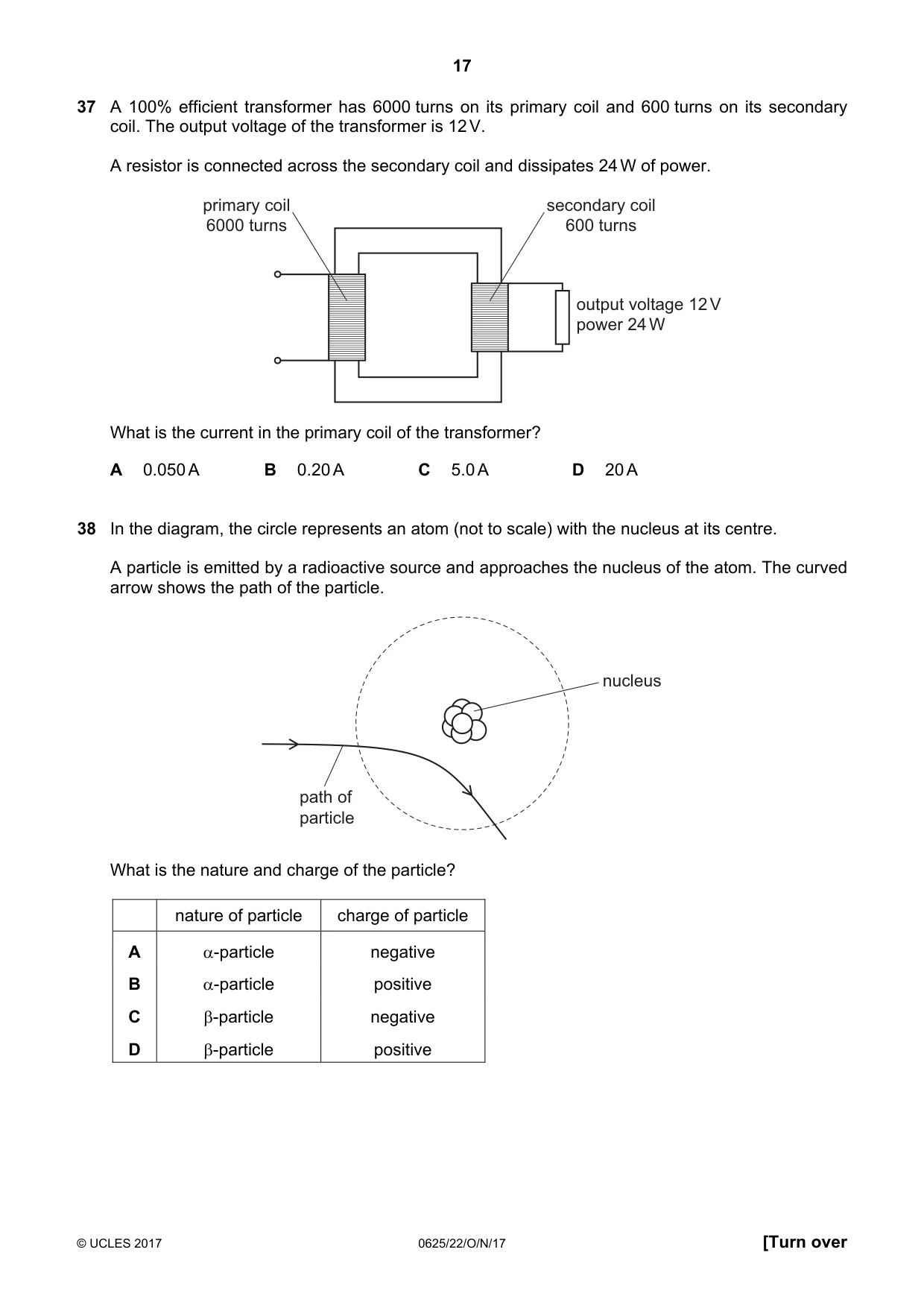 Cambridge IGCSE Physics 0625 2017 Oct/Nov Paper 2 · Variant 2 question paper, page 17 of 20