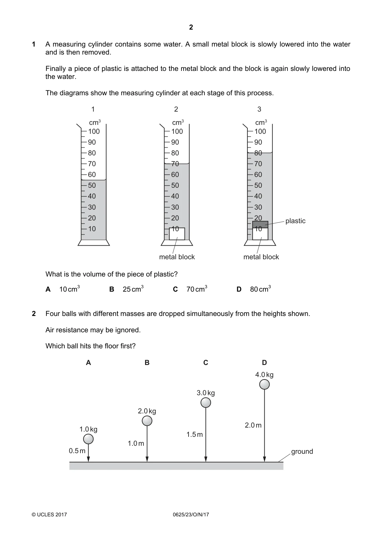 Cambridge IGCSE Physics 0625 2017 Oct/Nov Paper 2 · Variant 3 question paper, page 2 of 20