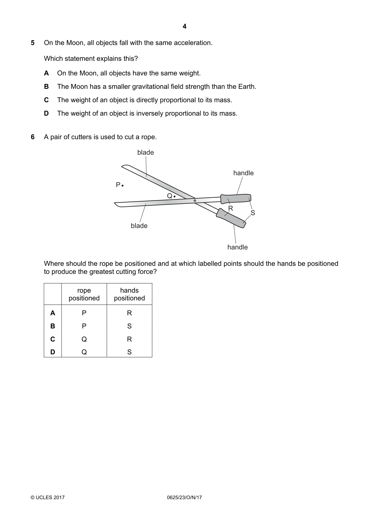 Cambridge IGCSE Physics 0625 2017 Oct/Nov Paper 2 · Variant 3 question paper, page 4 of 20