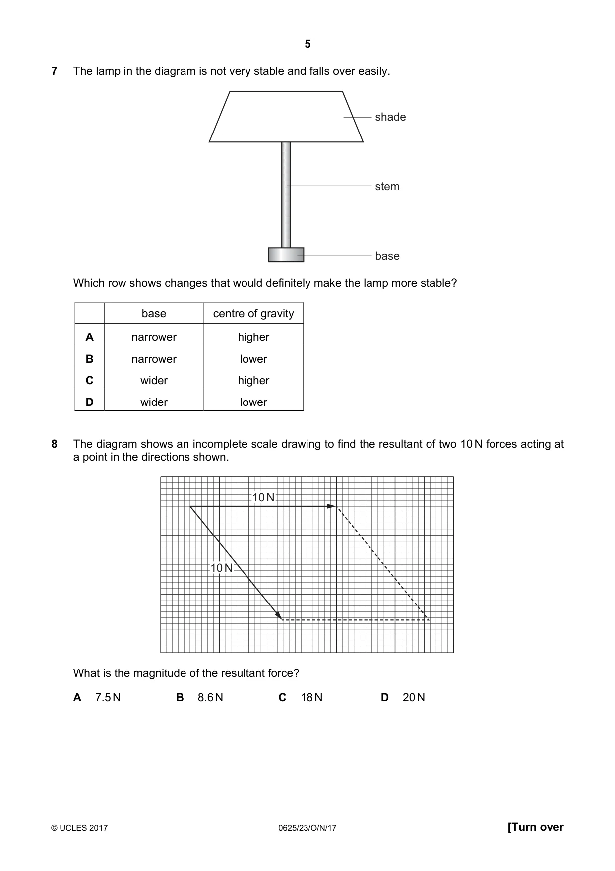 Cambridge IGCSE Physics 0625 2017 Oct/Nov Paper 2 · Variant 3 question paper, page 5 of 20