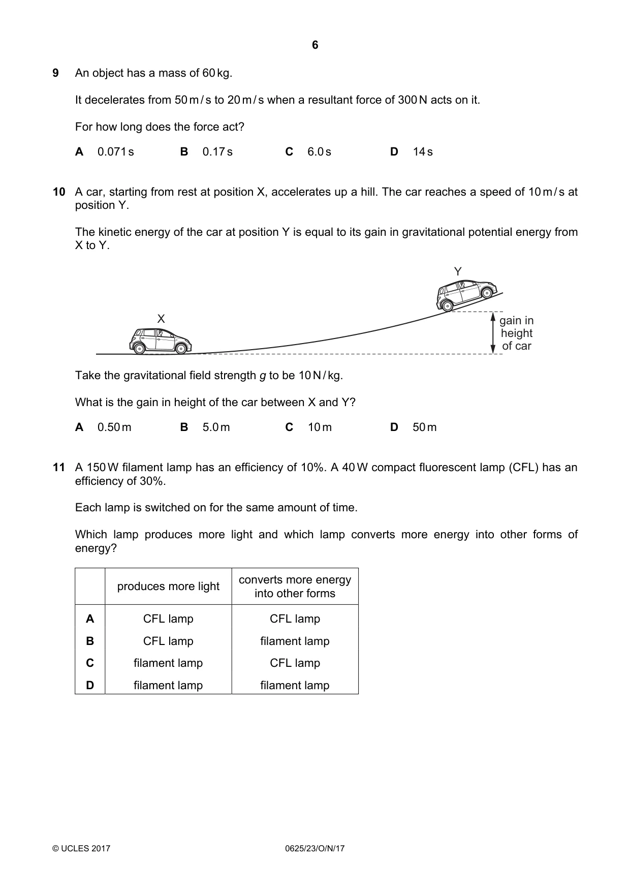Cambridge IGCSE Physics 0625 2017 Oct/Nov Paper 2 · Variant 3 question paper, page 6 of 20