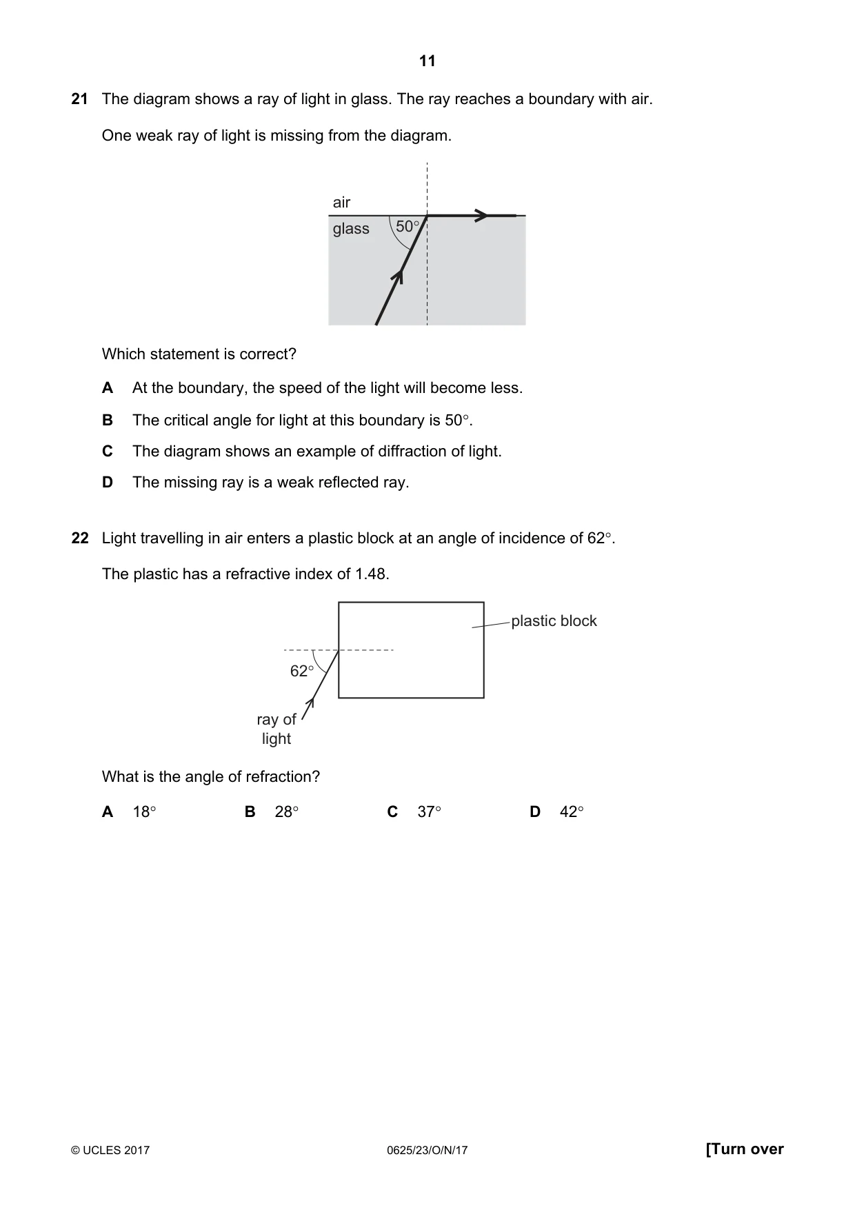 Cambridge IGCSE Physics 0625 2017 Oct/Nov Paper 2 · Variant 3 question paper, page 11 of 20