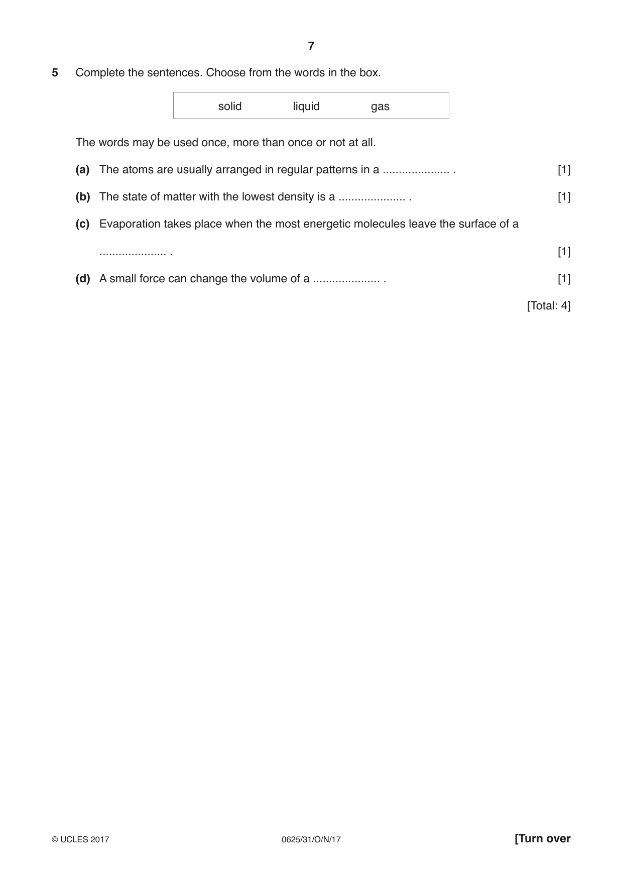 Cambridge IGCSE Physics 0625 2017 Oct/Nov Paper 3 · Variant 1 question paper, page 7 of 20