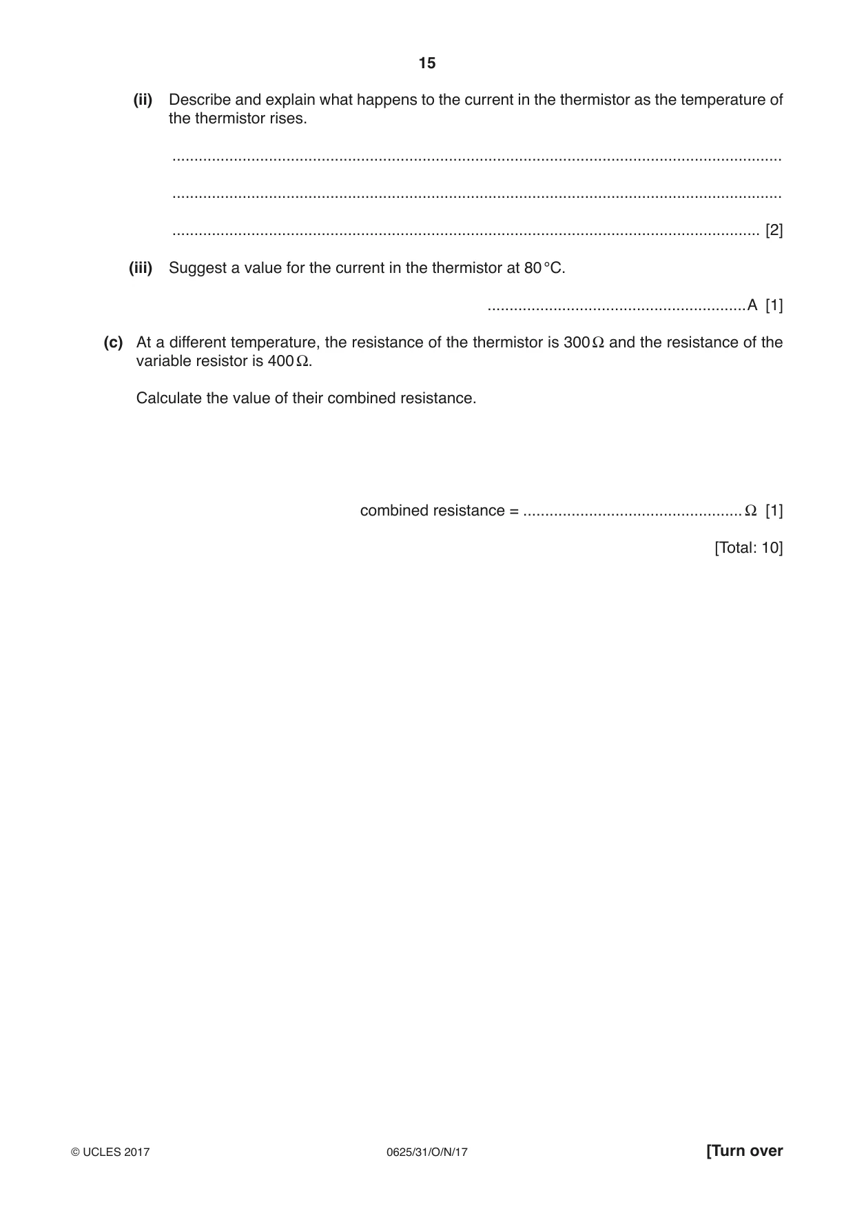 Cambridge IGCSE Physics 0625 2017 Oct/Nov Paper 3 · Variant 1 question paper, page 15 of 20