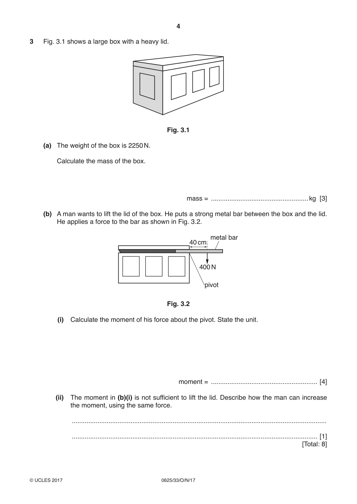 Cambridge IGCSE Physics 0625 2017 Oct/Nov Paper 3 · Variant 3 question paper, page 4 of 16