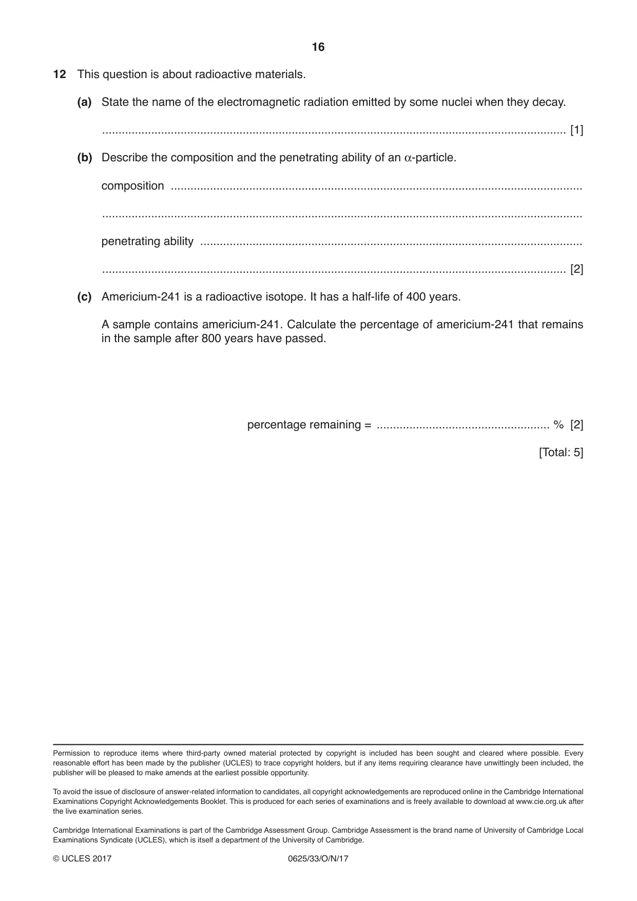 Cambridge IGCSE Physics 0625 2017 Oct/Nov Paper 3 · Variant 3 question paper, page 16 of 16