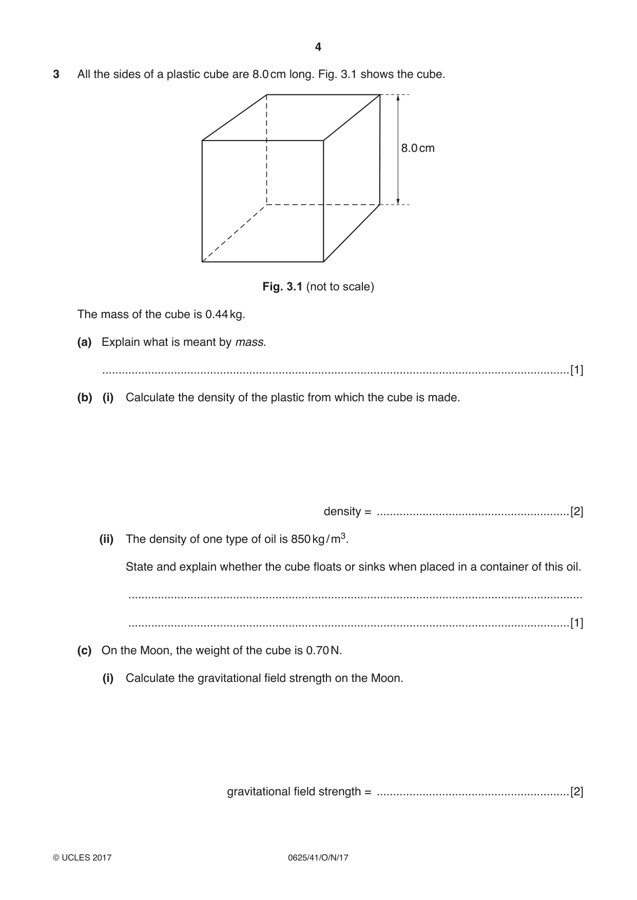 Cambridge IGCSE Physics 0625 2017 Oct/Nov Paper 4 · Variant 1 question paper, page 4 of 16