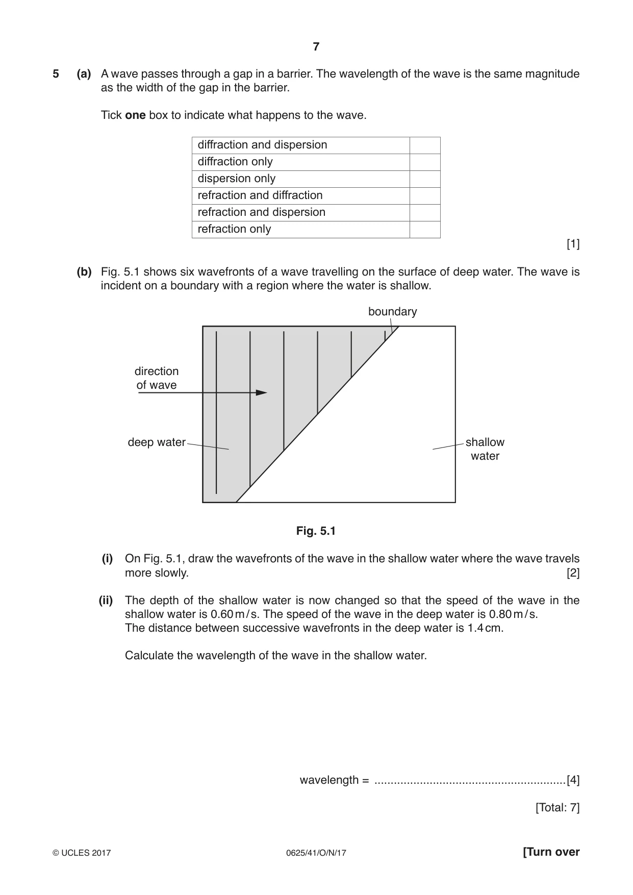 Cambridge IGCSE Physics 0625 2017 Oct/Nov Paper 4 · Variant 1 question paper, page 7 of 16