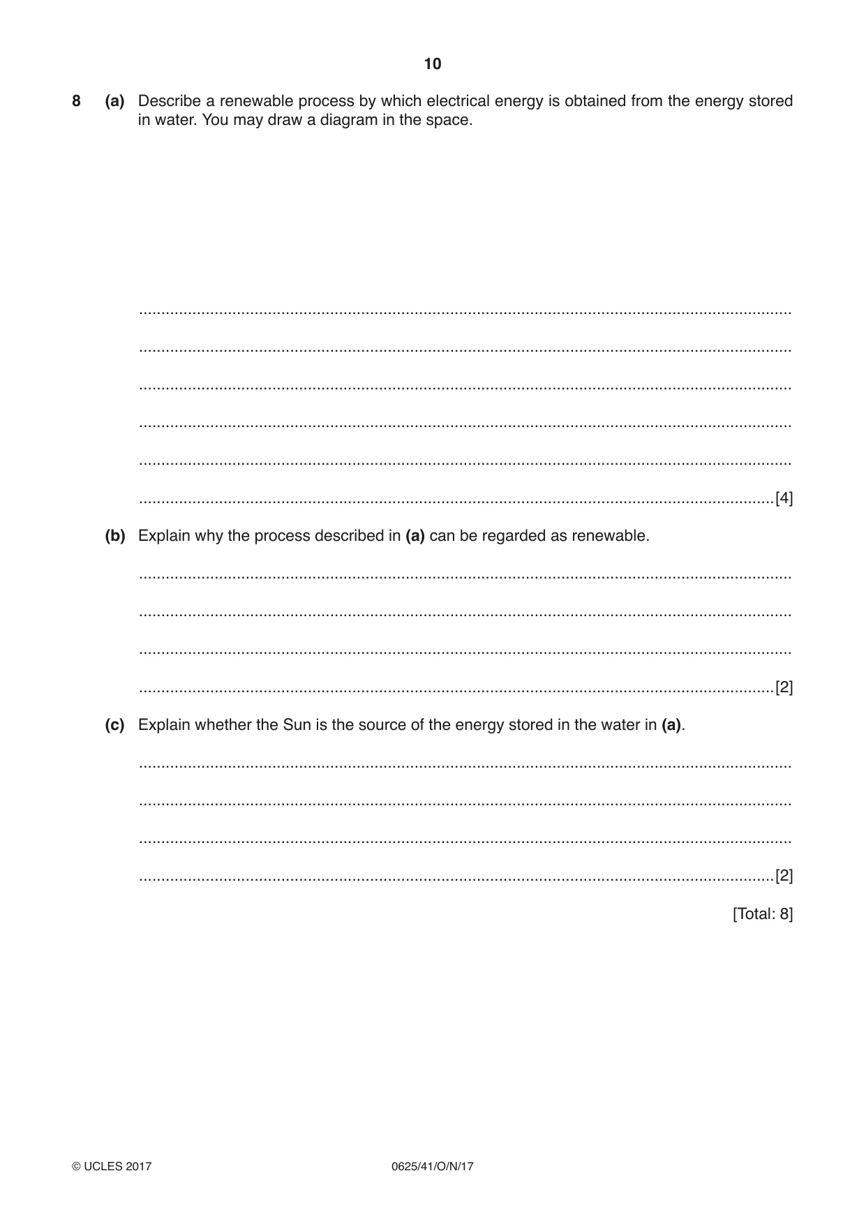 Cambridge IGCSE Physics 0625 2017 Oct/Nov Paper 4 · Variant 1 question paper, page 10 of 16