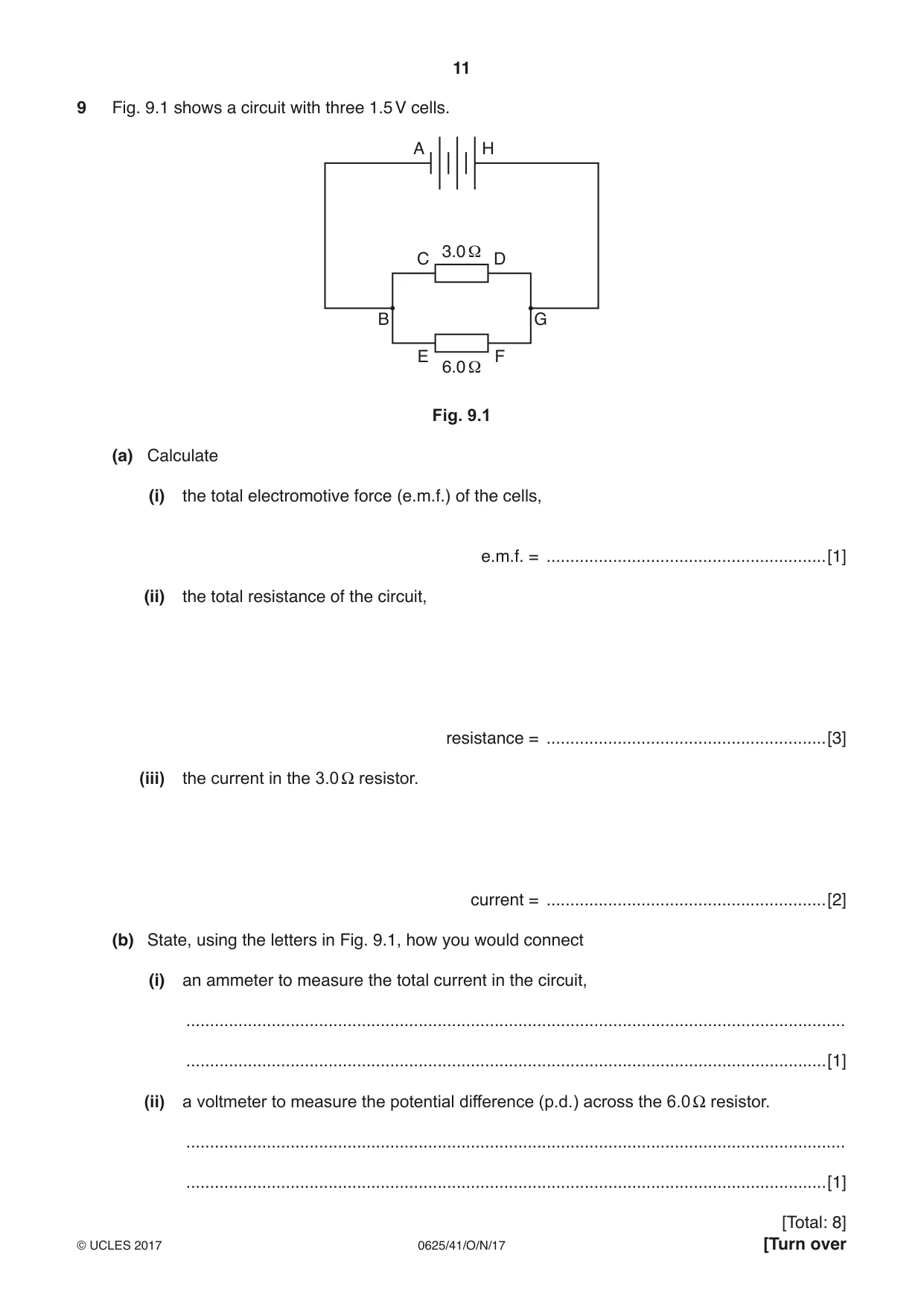 Cambridge IGCSE Physics 0625 2017 Oct/Nov Paper 4 · Variant 1 question paper, page 11 of 16
