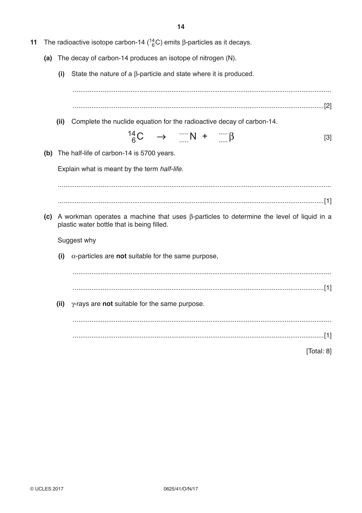 Cambridge IGCSE Physics 0625 2017 Oct/Nov Paper 4 · Variant 1 question paper, page 14 of 16