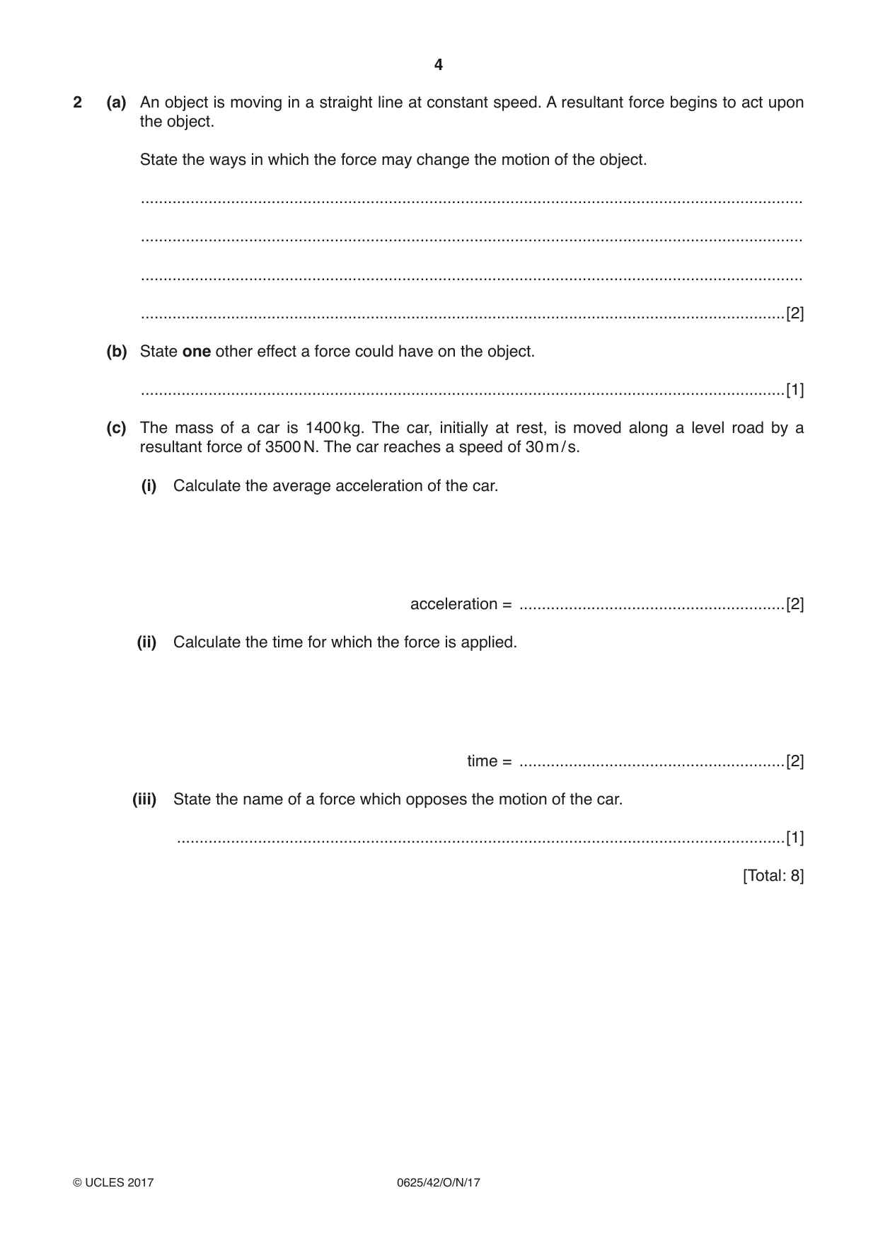 Cambridge IGCSE Physics 0625 2017 Oct/Nov Paper 4 · Variant 2 question paper, page 4 of 16