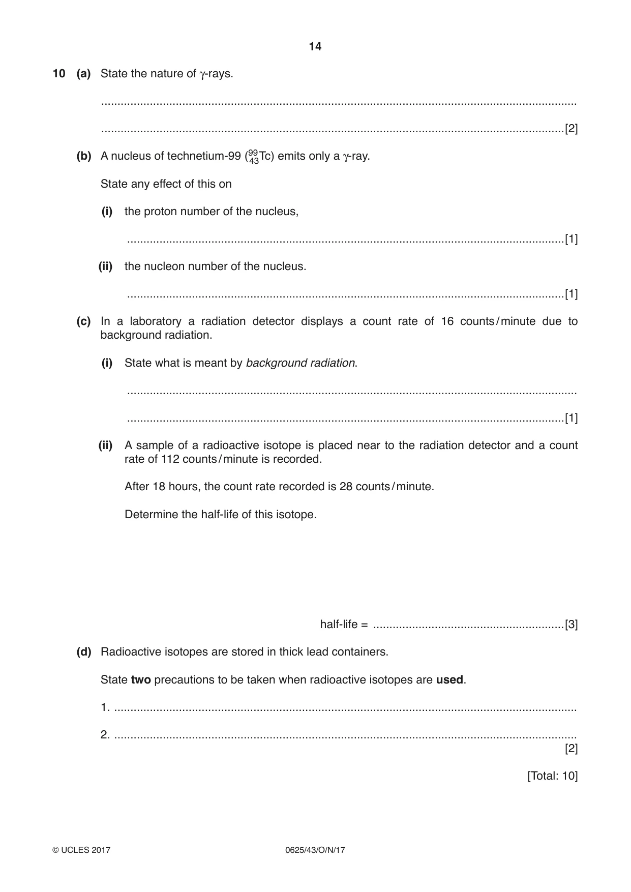 Cambridge IGCSE Physics 0625 2017 Oct/Nov Paper 4 · Variant 3 question paper, page 14 of 16