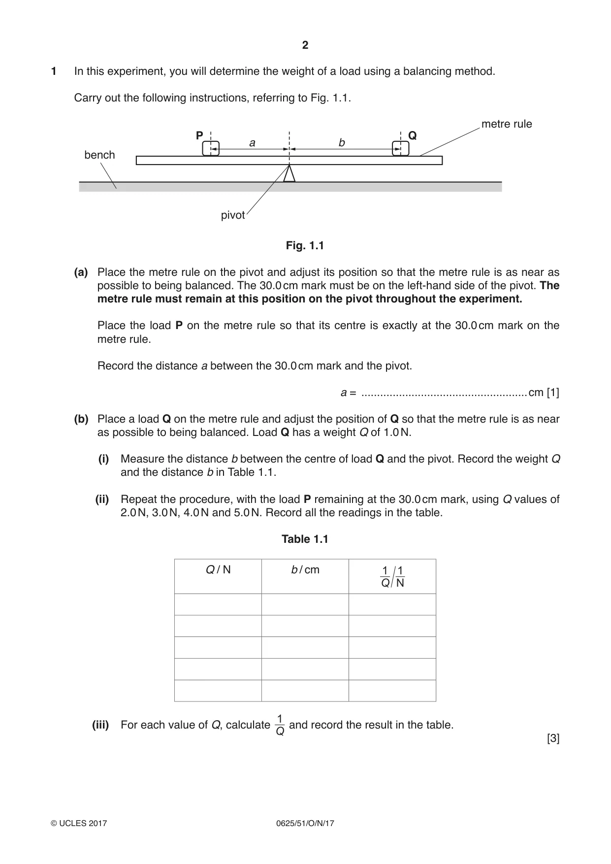Cambridge IGCSE Physics 0625 2017 Oct/Nov Paper 5 · Variant 1 question paper, page 2 of 12