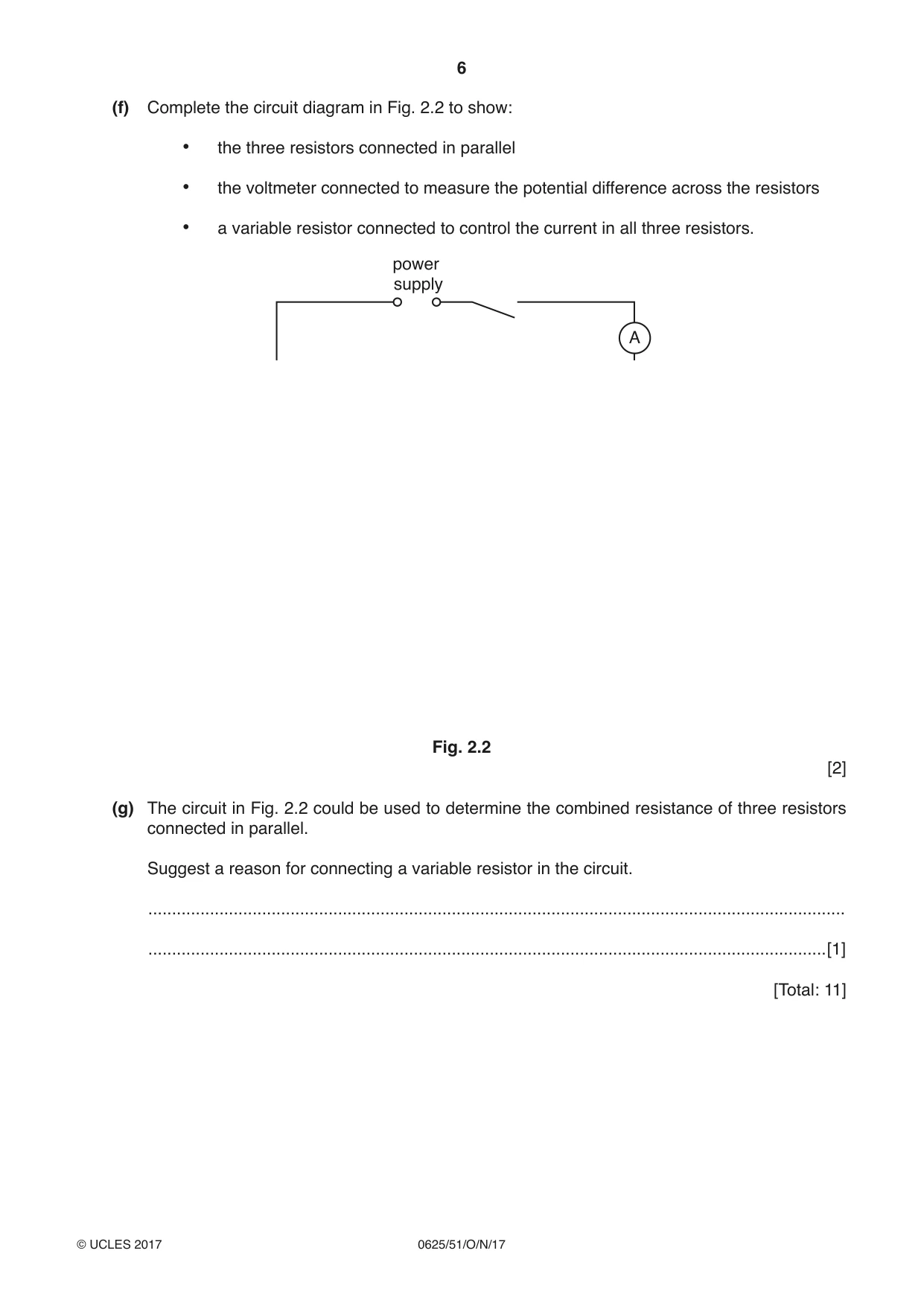 Cambridge IGCSE Physics 0625 2017 Oct/Nov Paper 5 · Variant 1 question paper, page 6 of 12