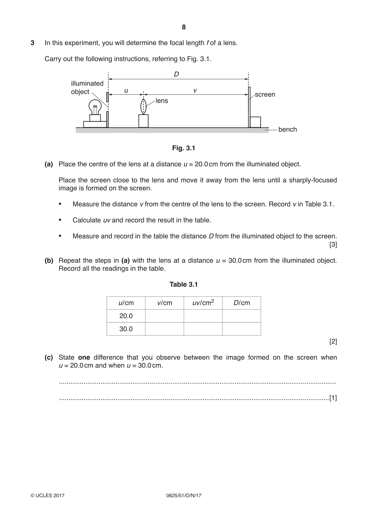 Cambridge IGCSE Physics 0625 2017 Oct/Nov Paper 5 · Variant 1 question paper, page 8 of 12