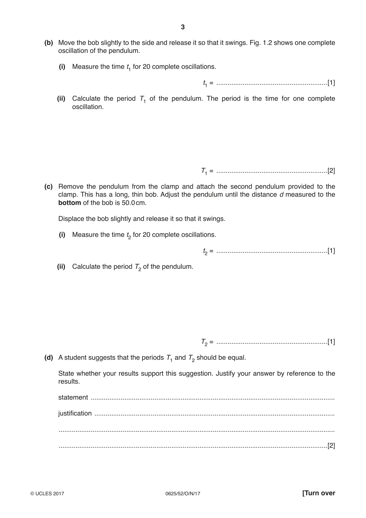 Cambridge IGCSE Physics 0625 2017 Oct/Nov Paper 5 · Variant 2 question paper, page 3 of 12