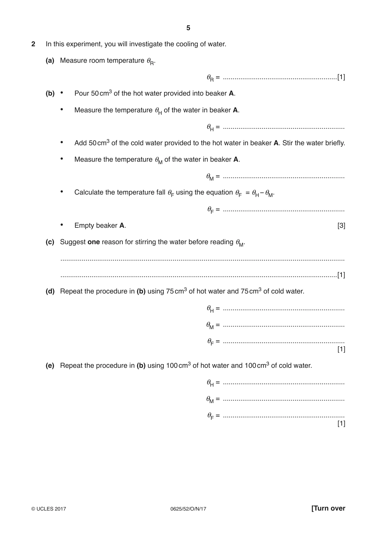 Cambridge IGCSE Physics 0625 2017 Oct/Nov Paper 5 · Variant 2 question paper, page 5 of 12