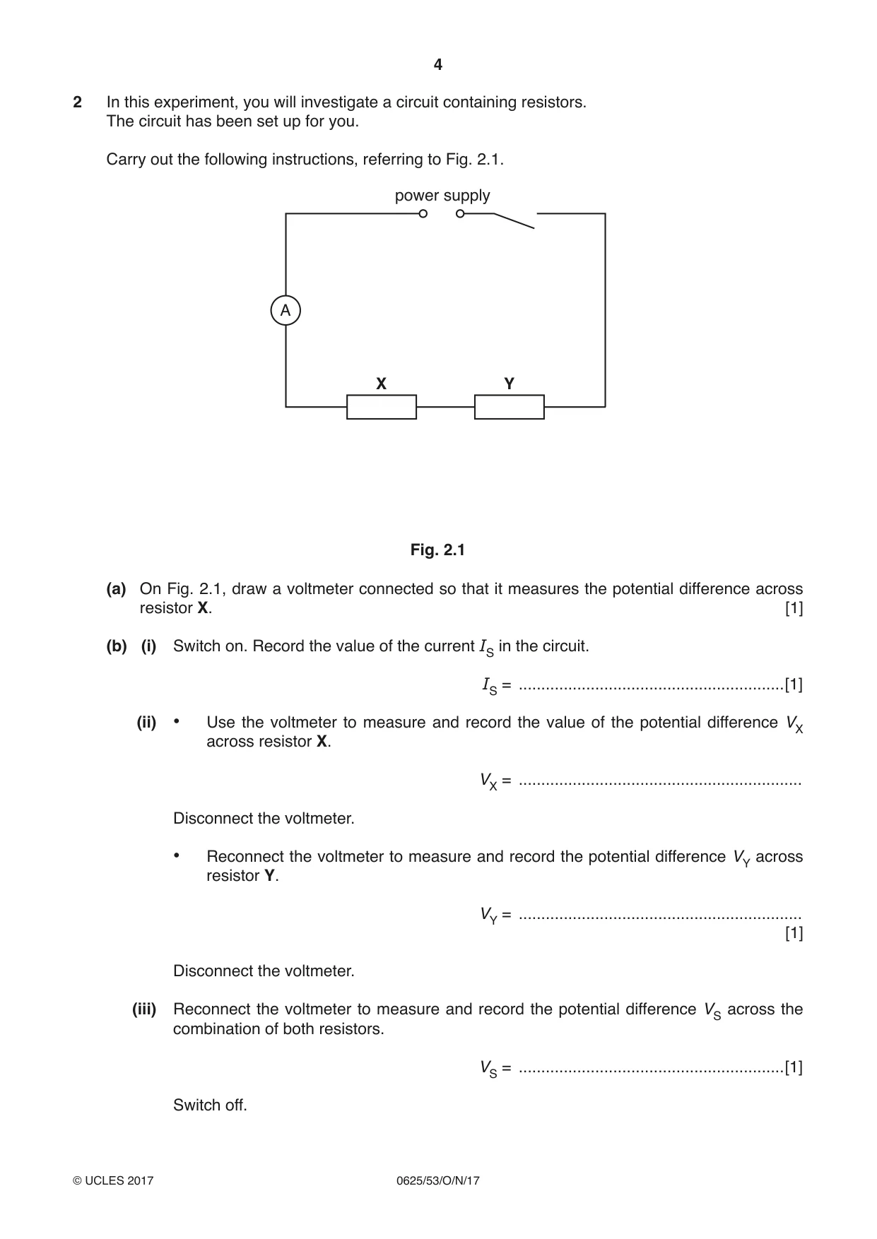 Cambridge IGCSE Physics 0625 2017 Oct/Nov Paper 5 · Variant 3 question paper, page 4 of 12