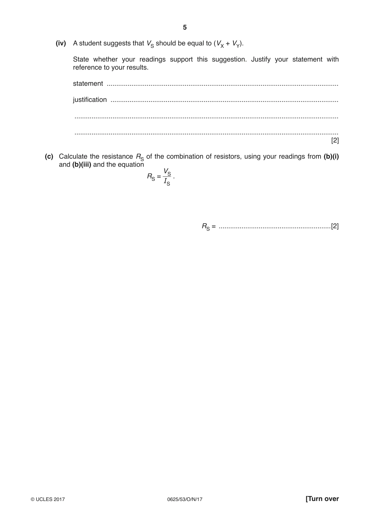 Cambridge IGCSE Physics 0625 2017 Oct/Nov Paper 5 · Variant 3 question paper, page 5 of 12