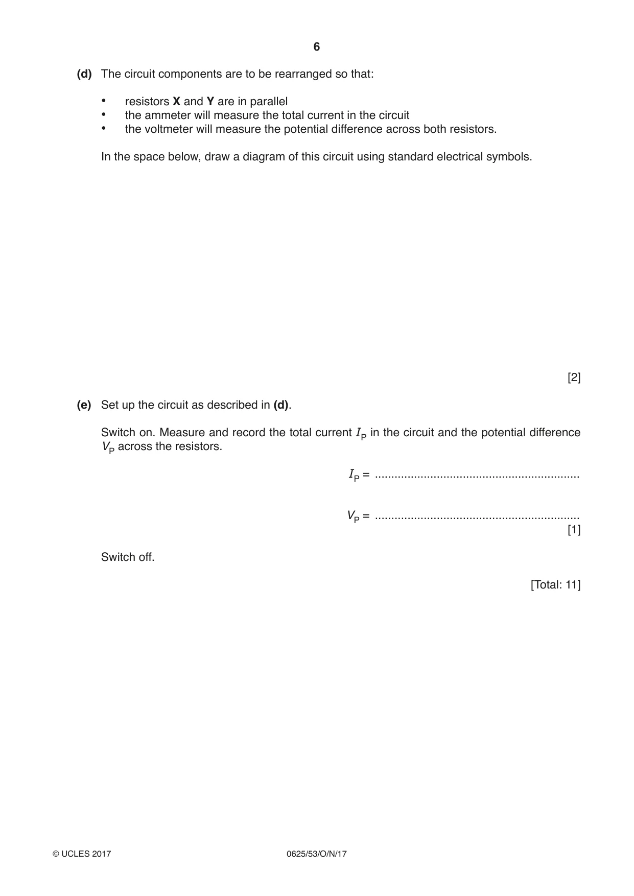 Cambridge IGCSE Physics 0625 2017 Oct/Nov Paper 5 · Variant 3 question paper, page 6 of 12