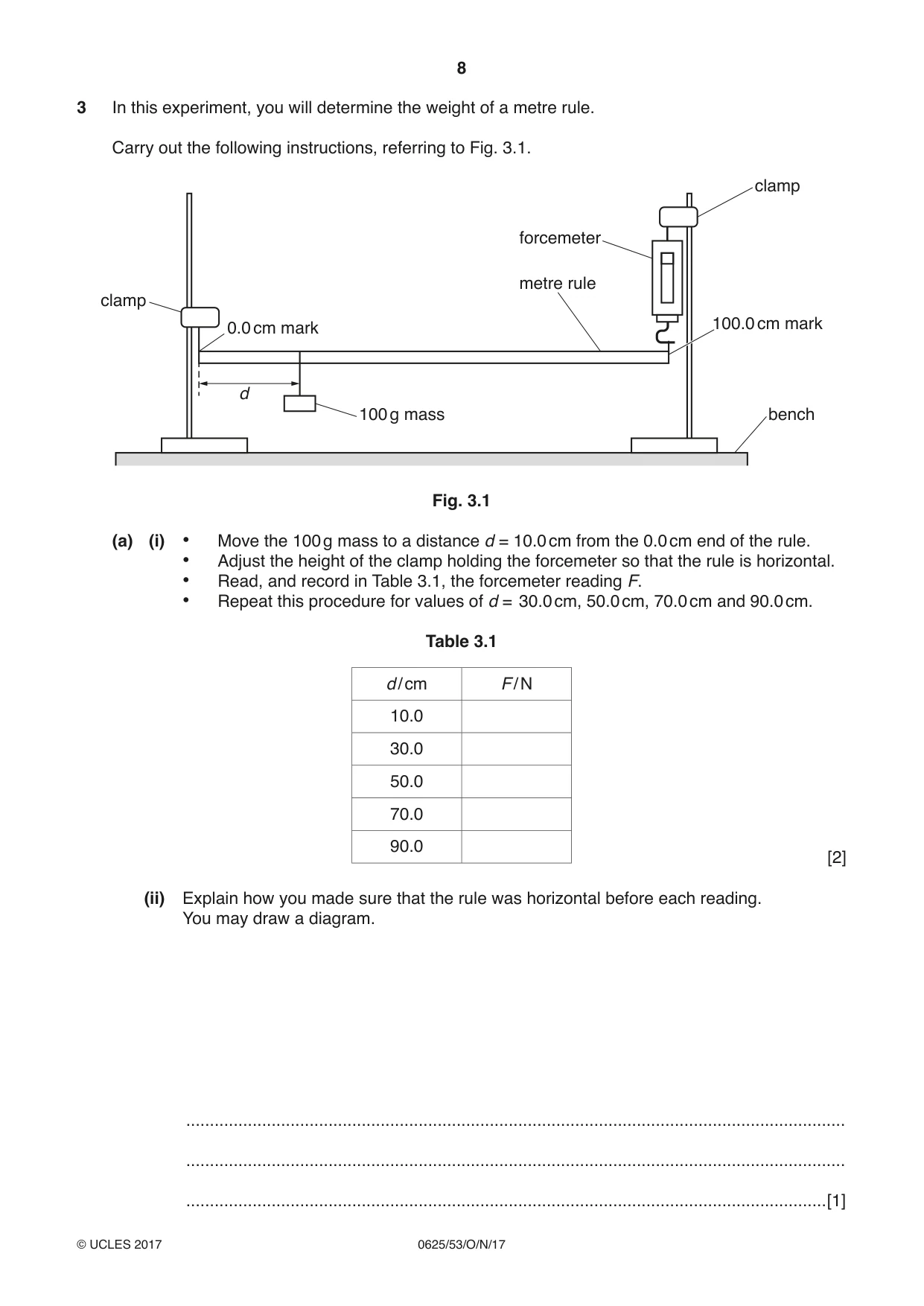 Cambridge IGCSE Physics 0625 2017 Oct/Nov Paper 5 · Variant 3 question paper, page 8 of 12