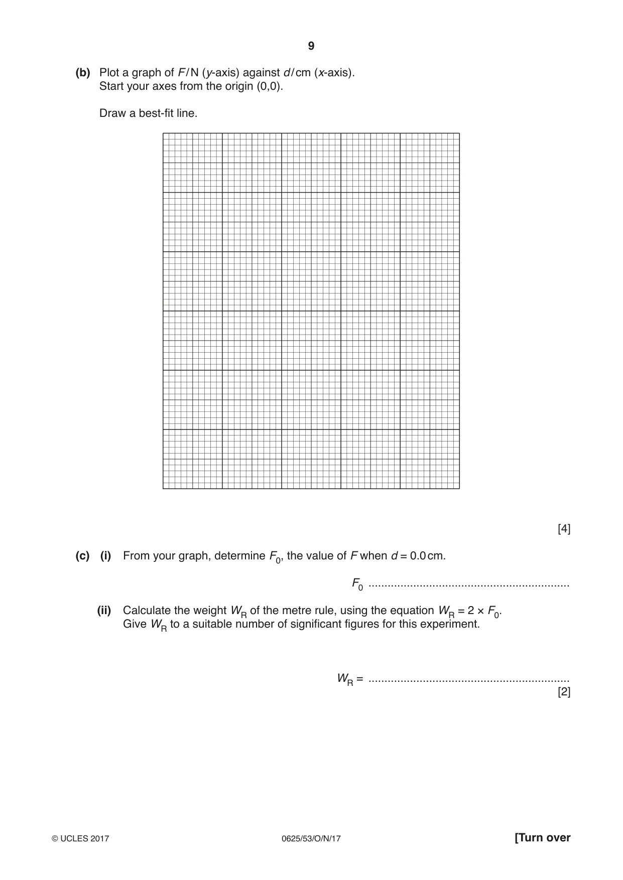 Cambridge IGCSE Physics 0625 2017 Oct/Nov Paper 5 · Variant 3 question paper, page 9 of 12