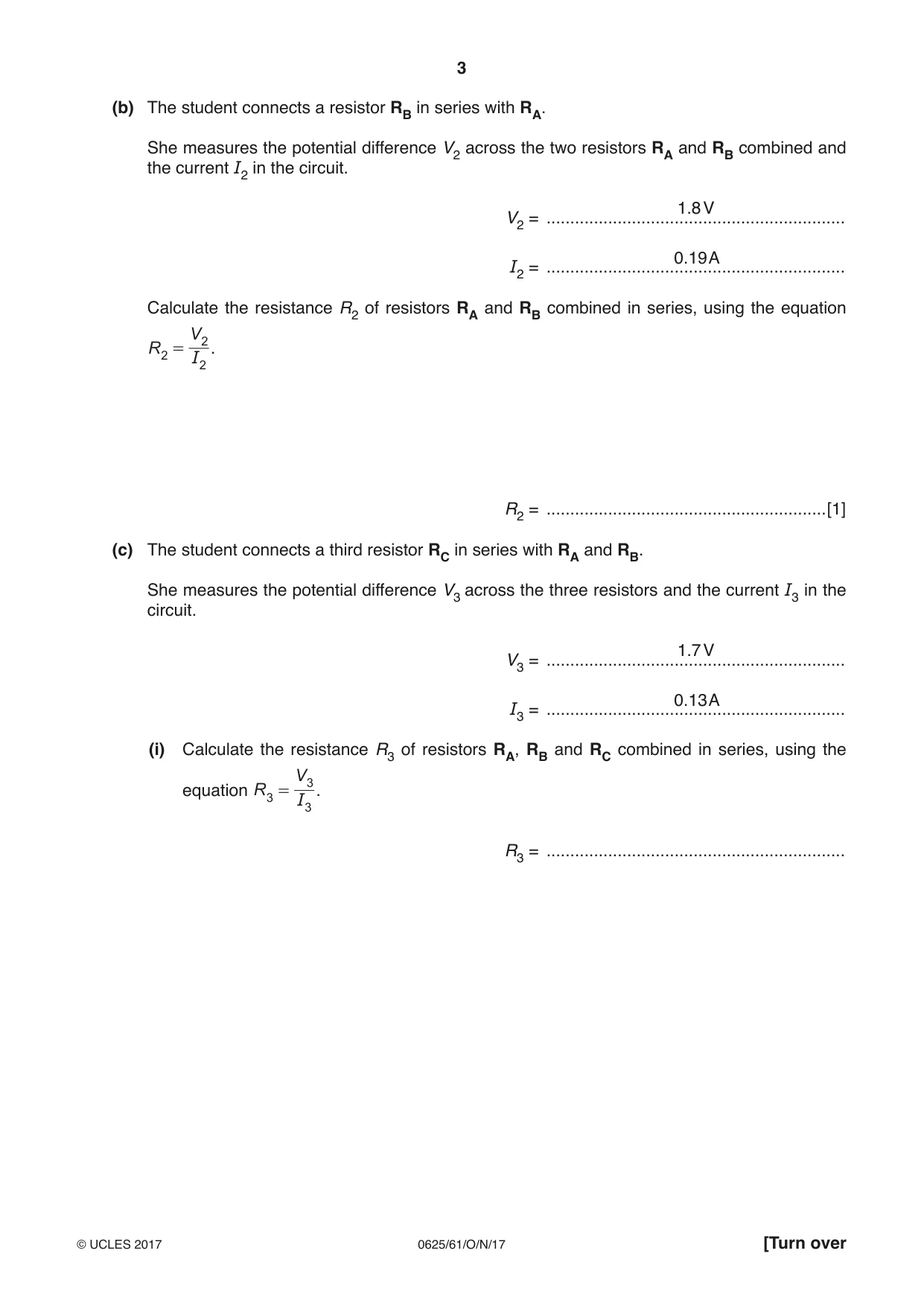 Cambridge IGCSE Physics 0625 2017 Oct/Nov Paper 6 · Variant 1 question paper, page 3 of 12