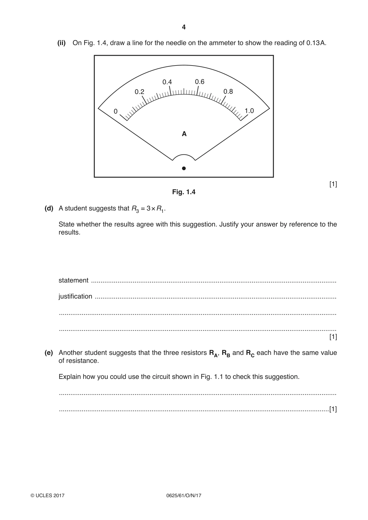 Cambridge IGCSE Physics 0625 2017 Oct/Nov Paper 6 · Variant 1 question paper, page 4 of 12