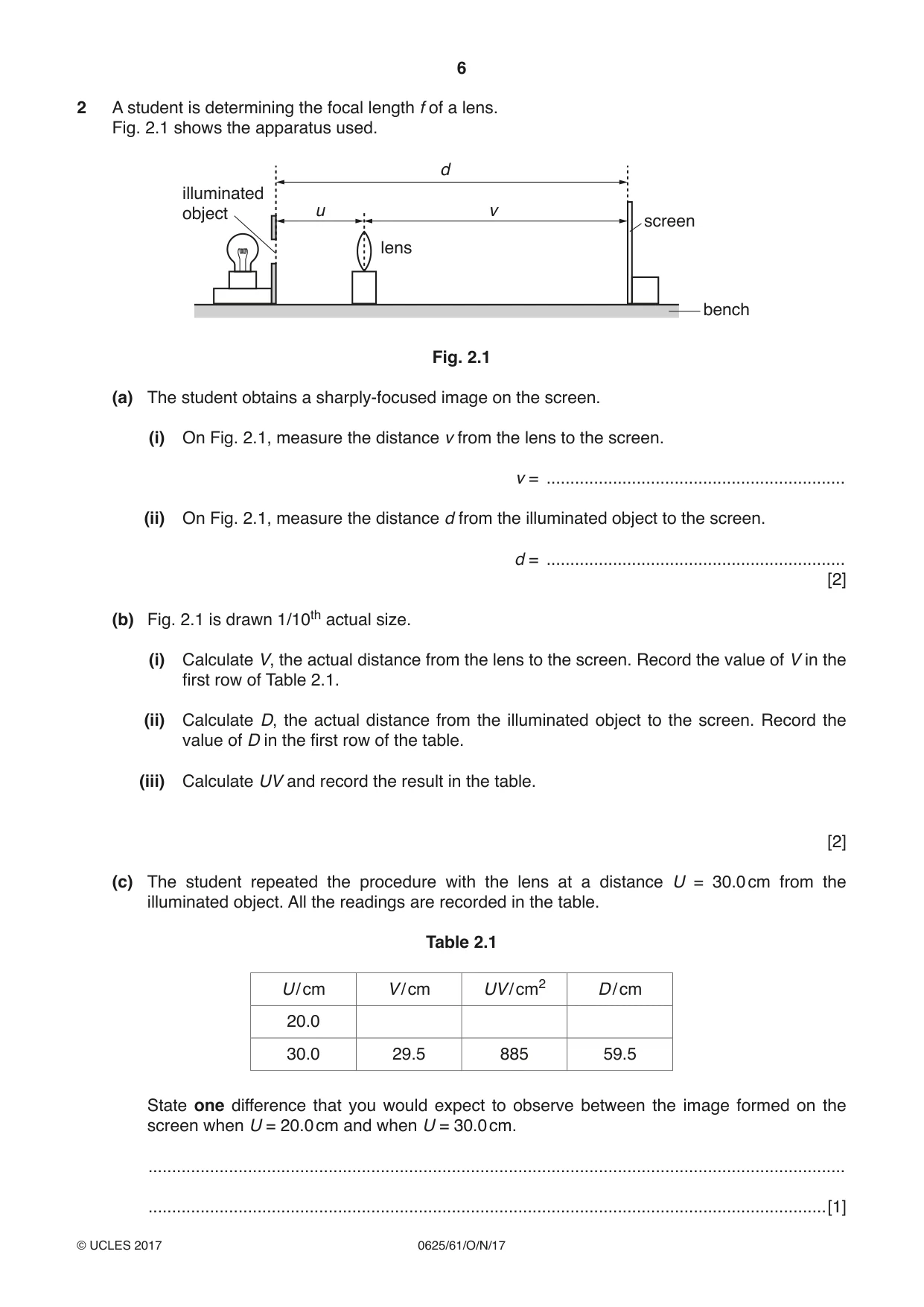 Cambridge IGCSE Physics 0625 2017 Oct/Nov Paper 6 · Variant 1 question paper, page 6 of 12