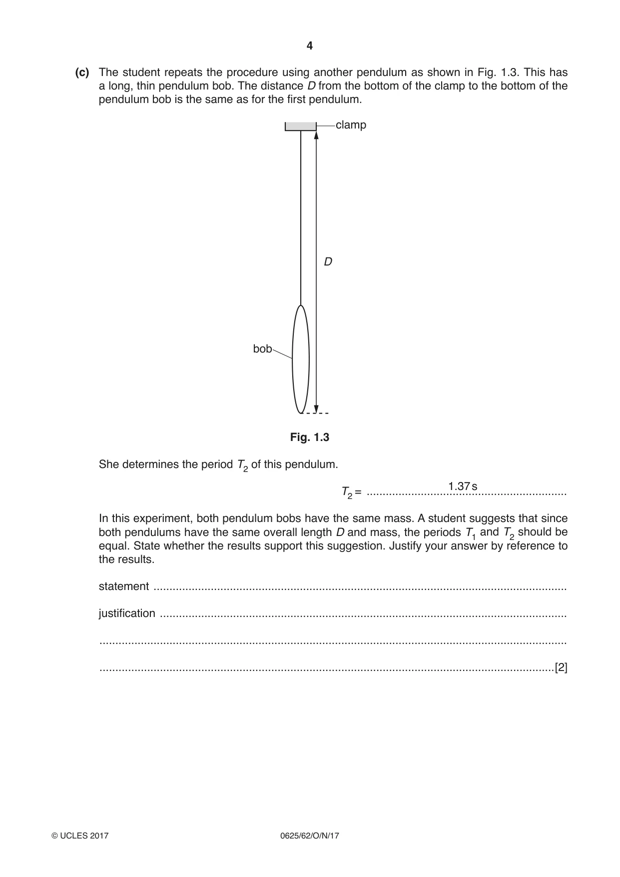 Cambridge IGCSE Physics 0625 2017 Oct/Nov Paper 6 · Variant 2 question paper, page 4 of 12