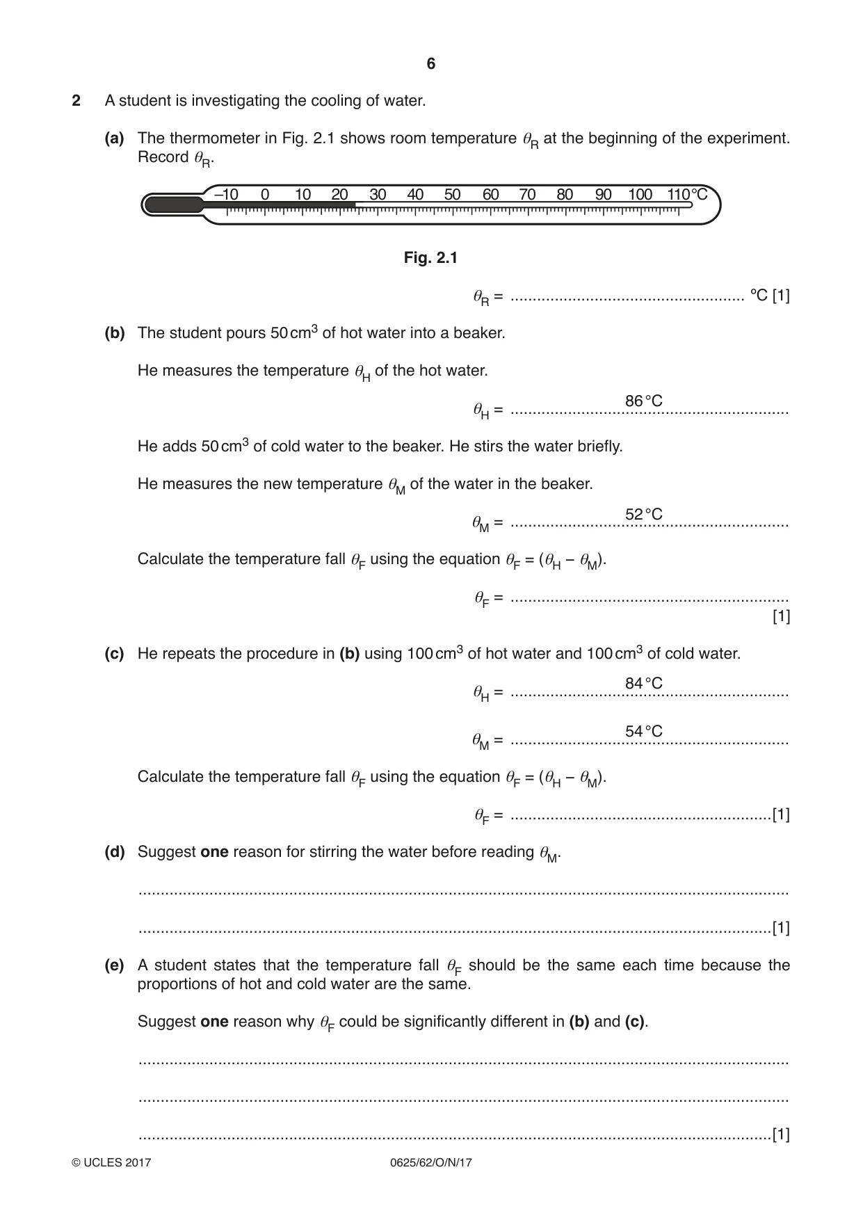 Cambridge IGCSE Physics 0625 2017 Oct/Nov Paper 6 · Variant 2 question paper, page 6 of 12