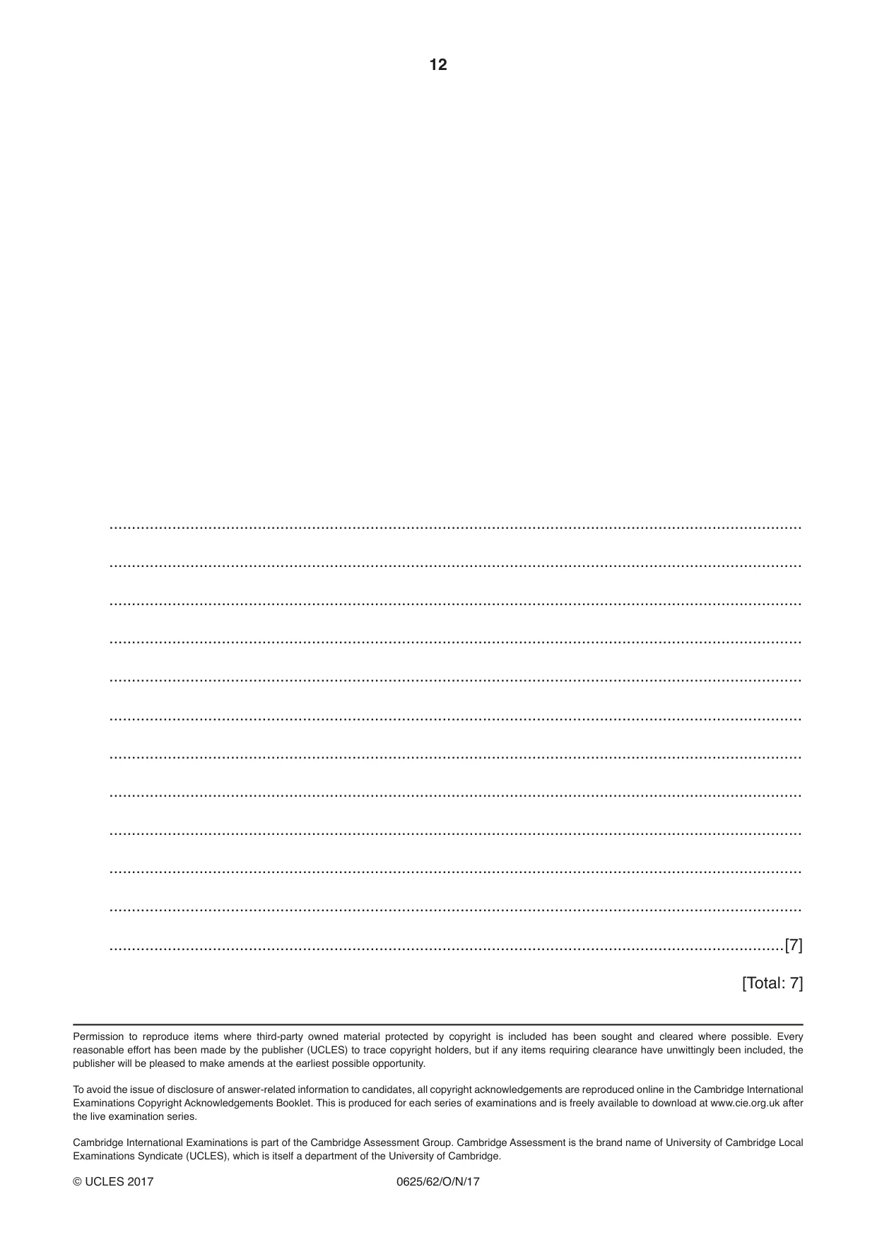 Cambridge IGCSE Physics 0625 2017 Oct/Nov Paper 6 · Variant 2 question paper, page 12 of 12