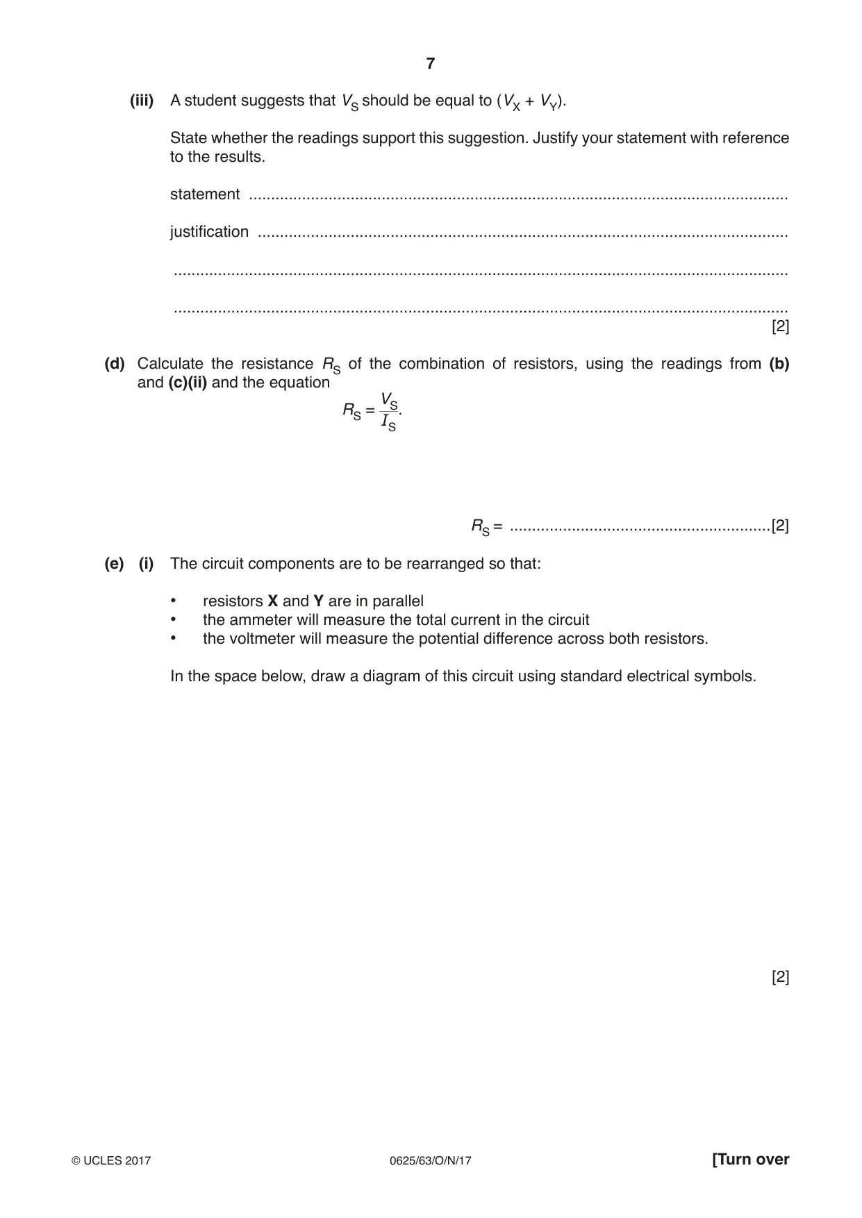Cambridge IGCSE Physics 0625 2017 Oct/Nov Paper 6 · Variant 3 question paper, page 7 of 16