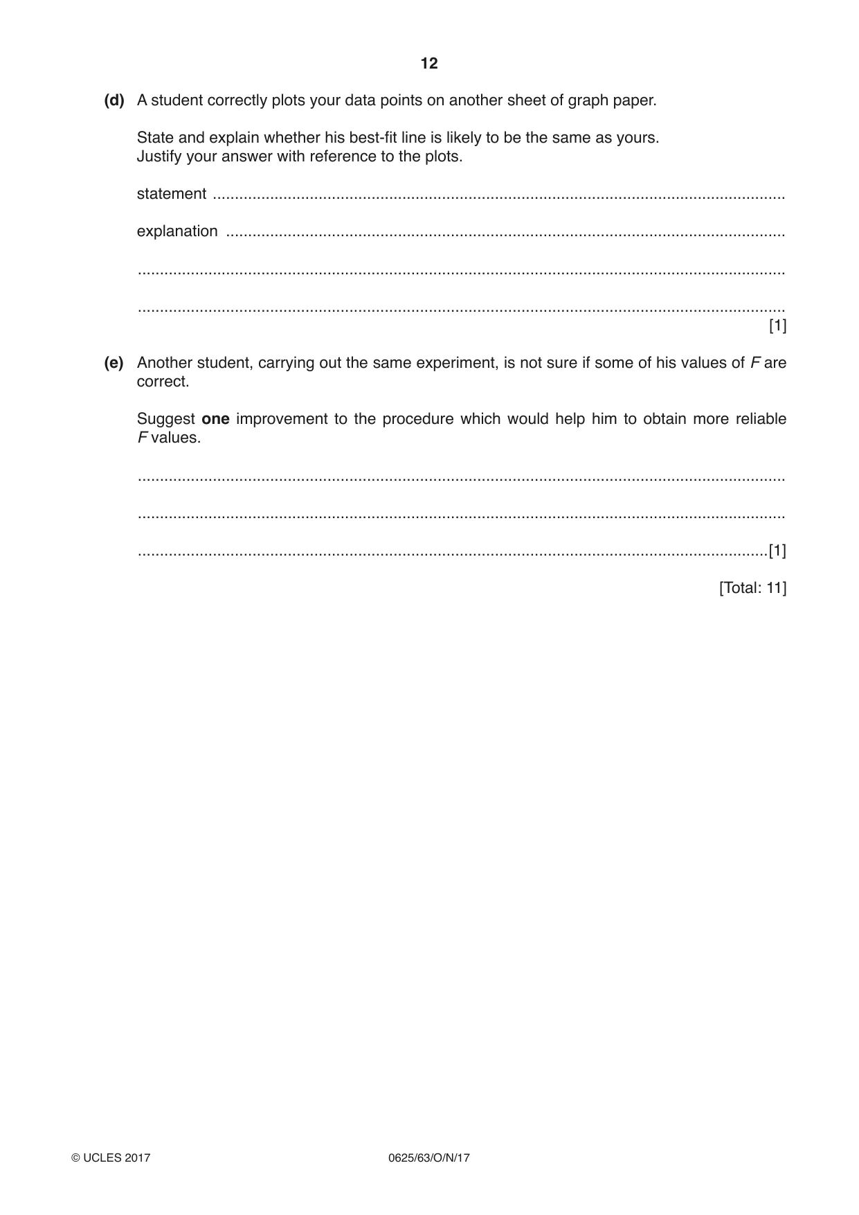 Cambridge IGCSE Physics 0625 2017 Oct/Nov Paper 6 · Variant 3 question paper, page 12 of 16