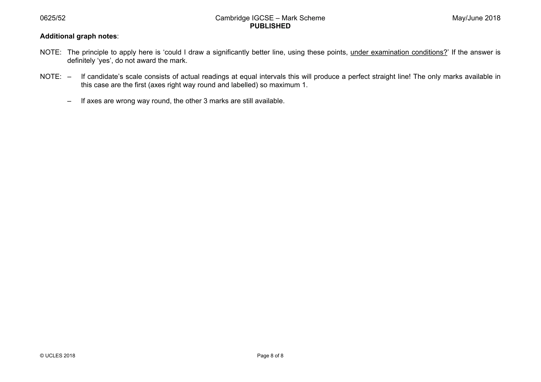 Mark scheme, page 8 of 8
