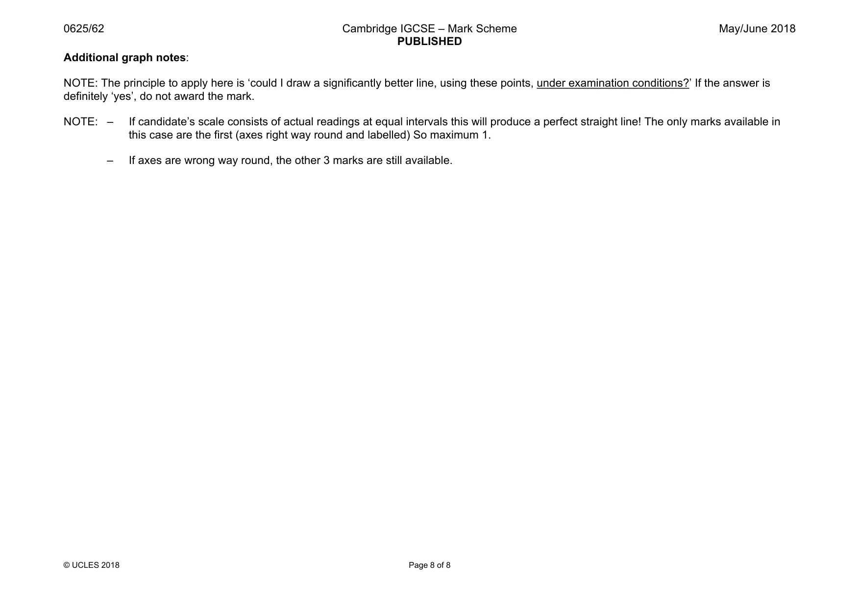 Mark scheme, page 8 of 8