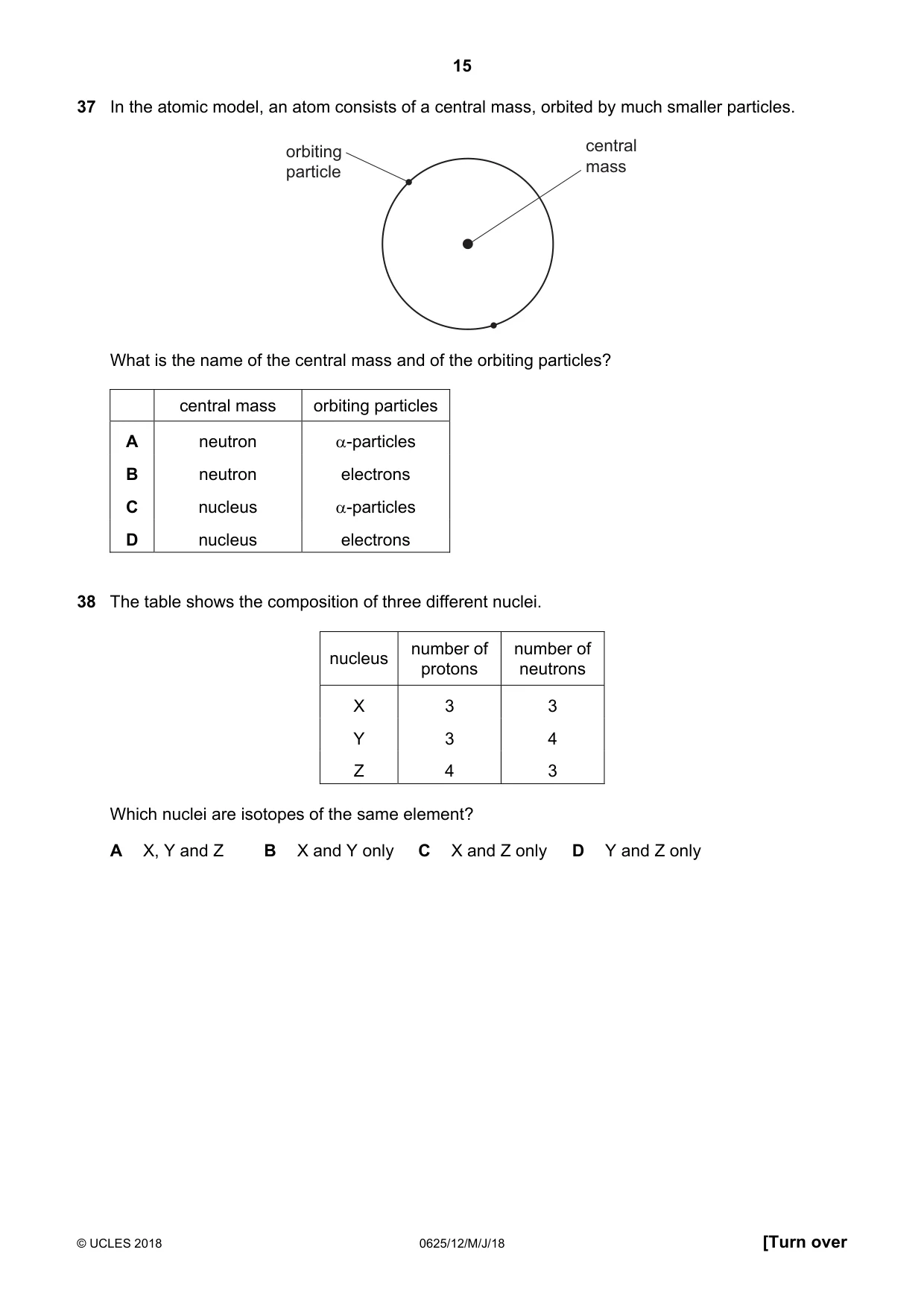 Cambridge IGCSE Physics 0625 2018 May/June Paper 1 · Variant 2 question paper, page 15 of 16