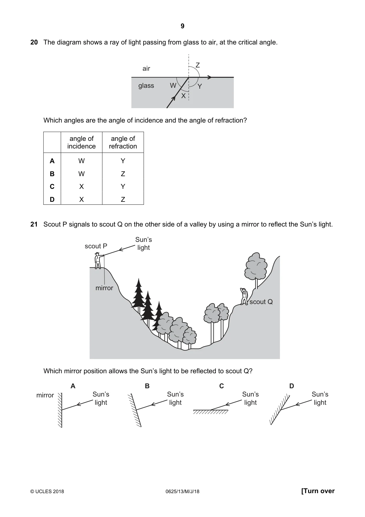 Cambridge IGCSE Physics 0625 2018 May/June Paper 1 · Variant 3 question paper, page 9 of 16