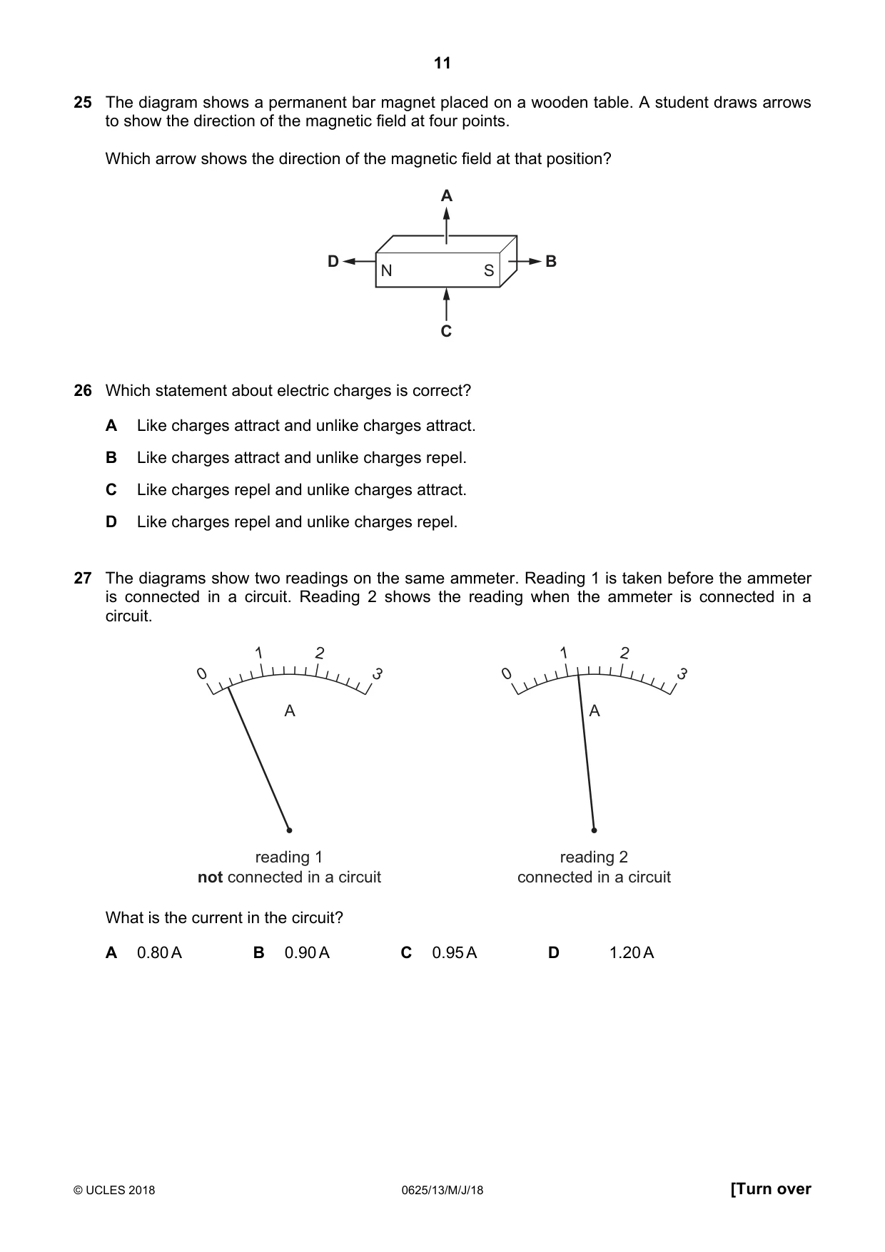 Cambridge IGCSE Physics 0625 2018 May/June Paper 1 · Variant 3 question paper, page 11 of 16