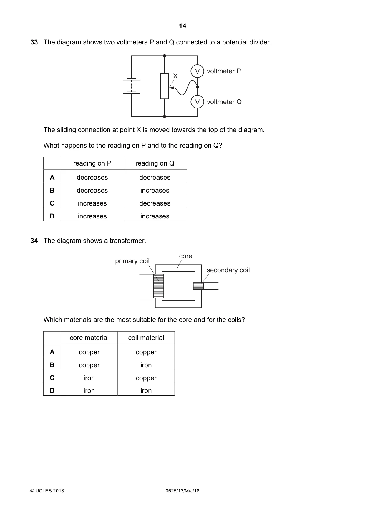 Cambridge IGCSE Physics 0625 2018 May/June Paper 1 · Variant 3 question paper, page 14 of 16