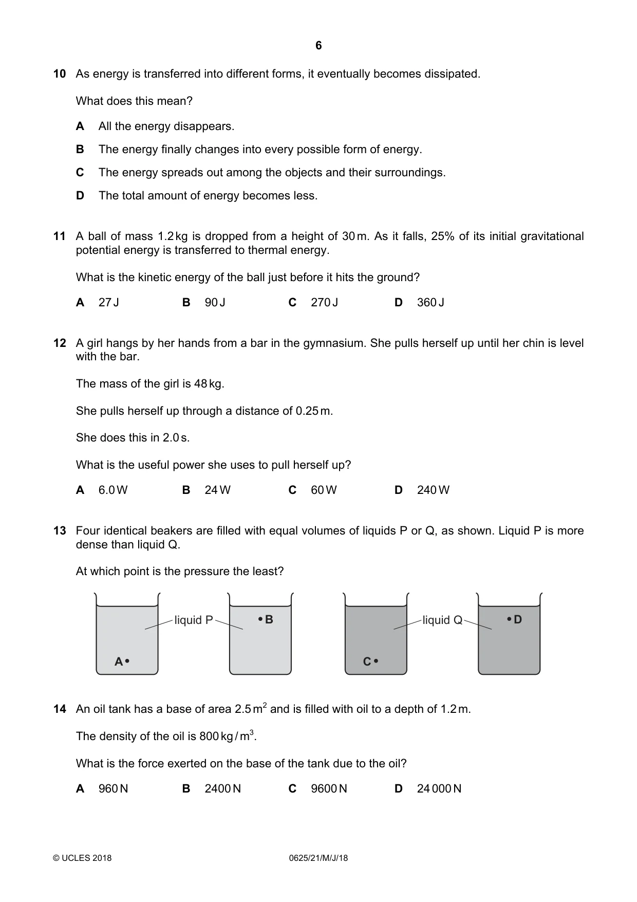 Cambridge IGCSE Physics 0625 2018 May/June Paper 2 · Variant 1 question paper, page 6 of 16