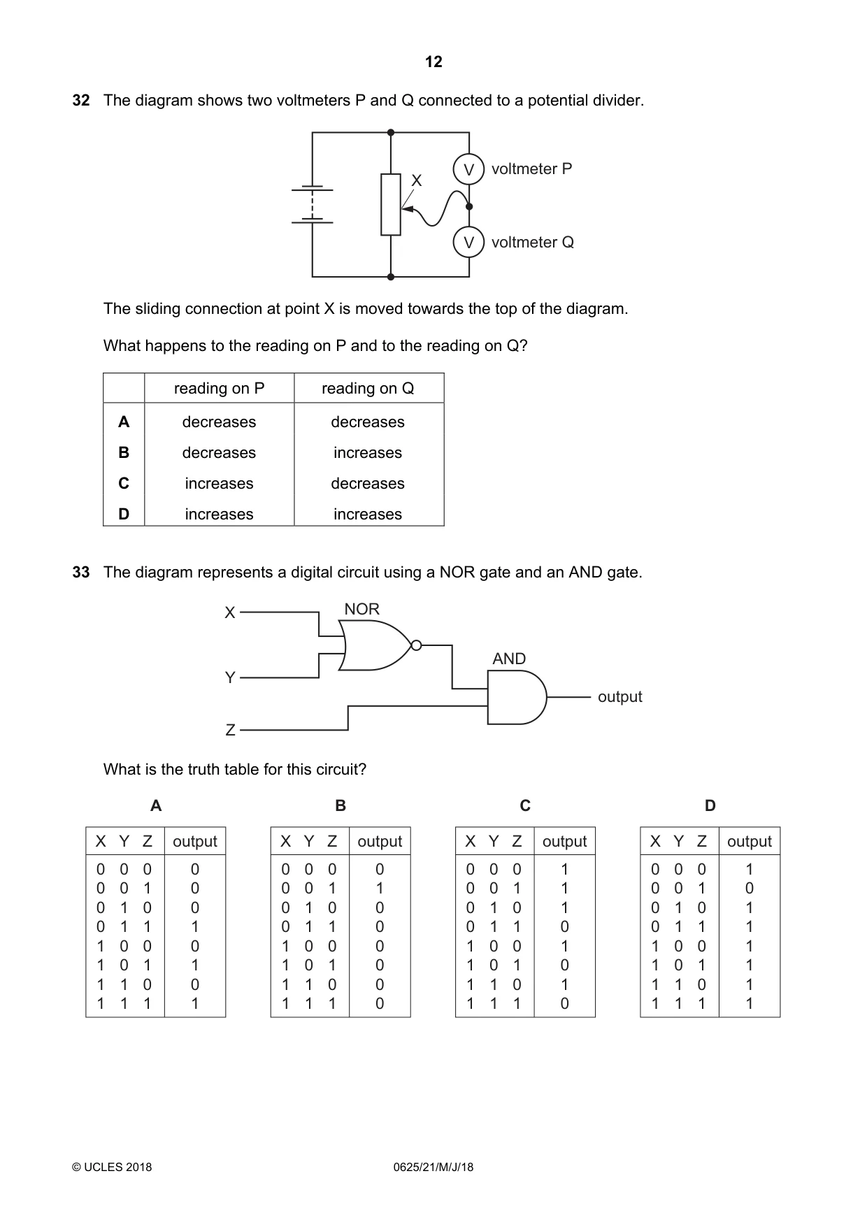 Cambridge IGCSE Physics 0625 2018 May/June Paper 2 · Variant 1 question paper, page 12 of 16